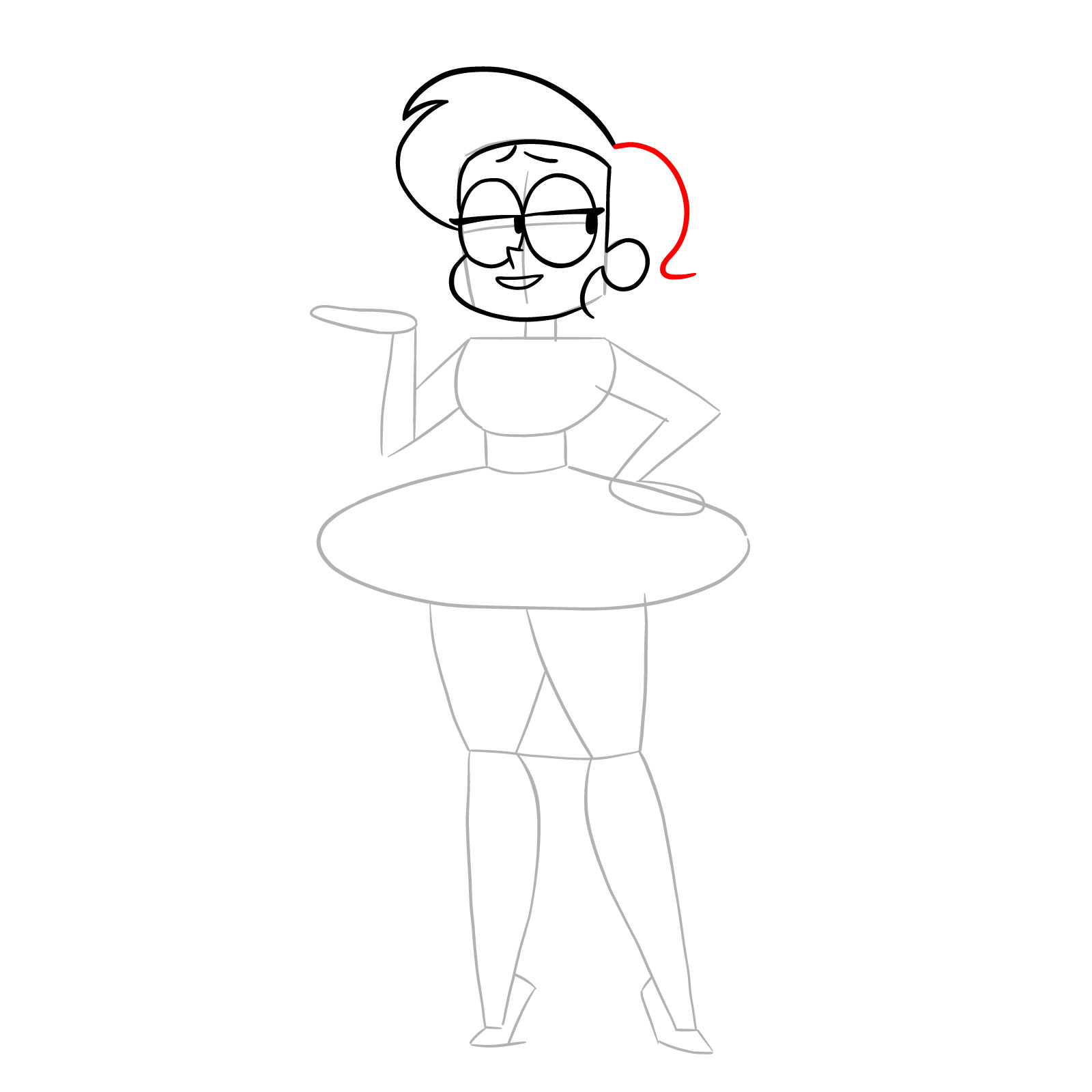 How to draw Elodie from OK K.O.! - step 11