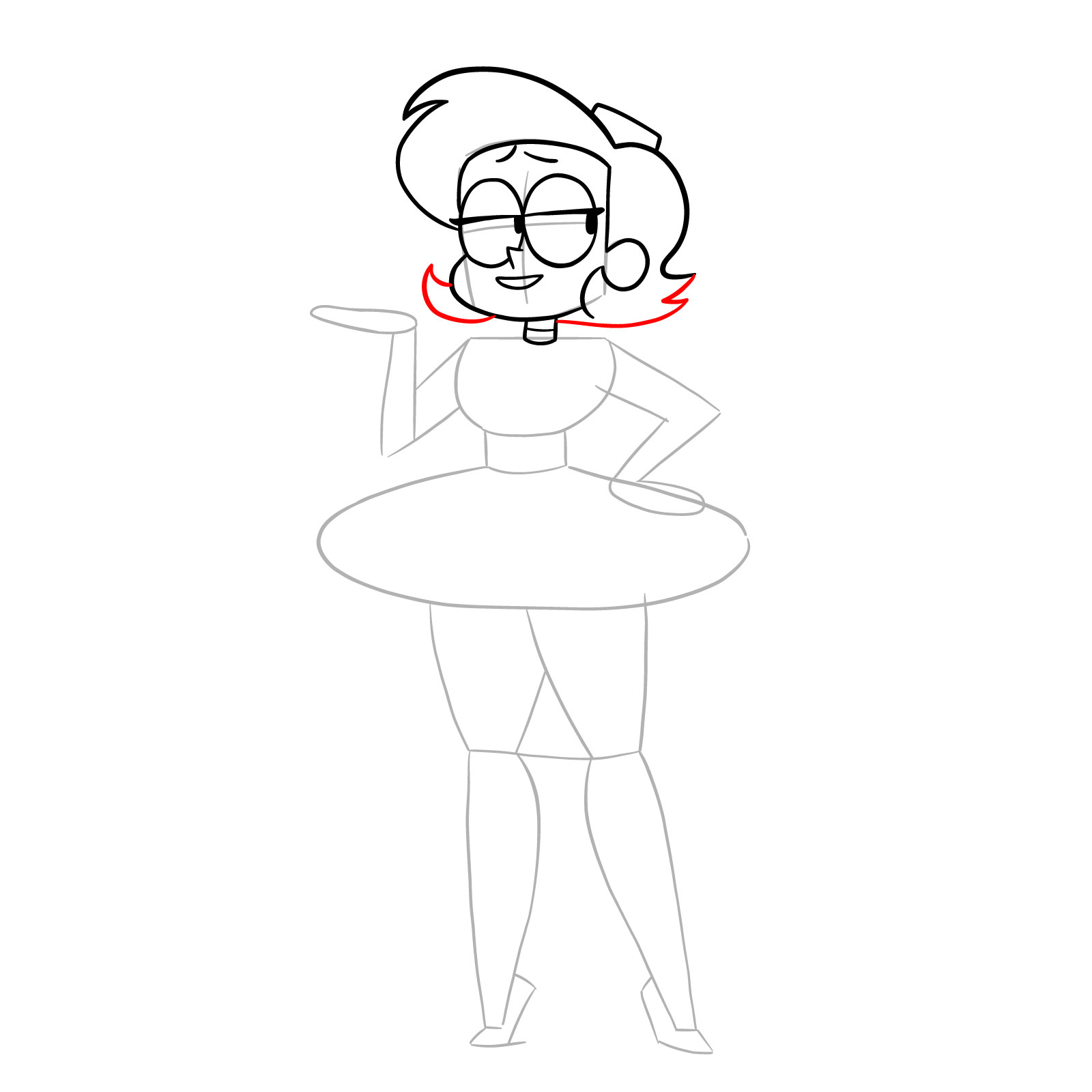 How to draw Elodie from OK K.O.! - step 13