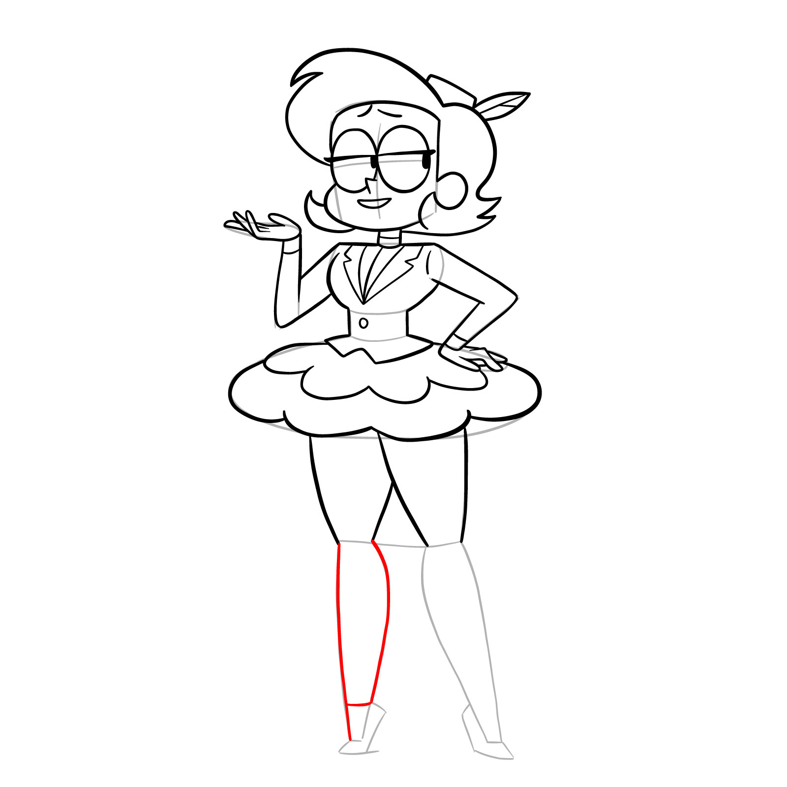How to draw Elodie from OK K.O.! - step 32