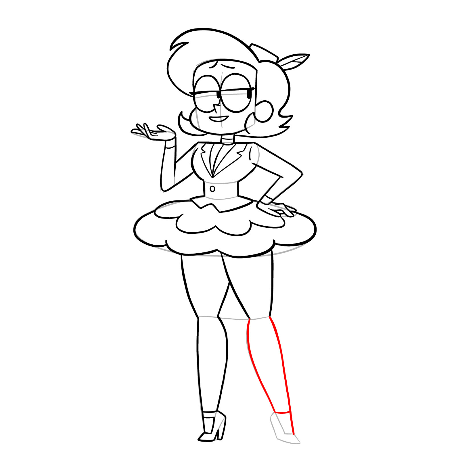 How to draw Elodie from OK K.O.! - step 34