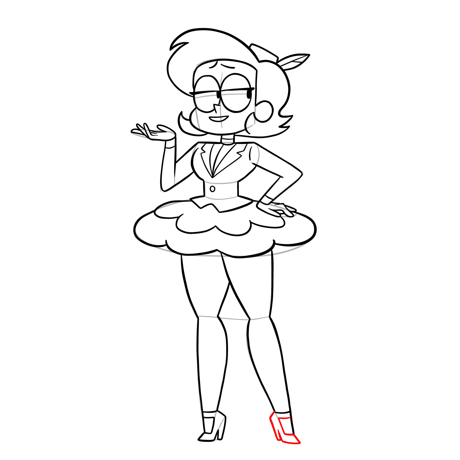 How to draw Elodie from OK K.O.! - step 35