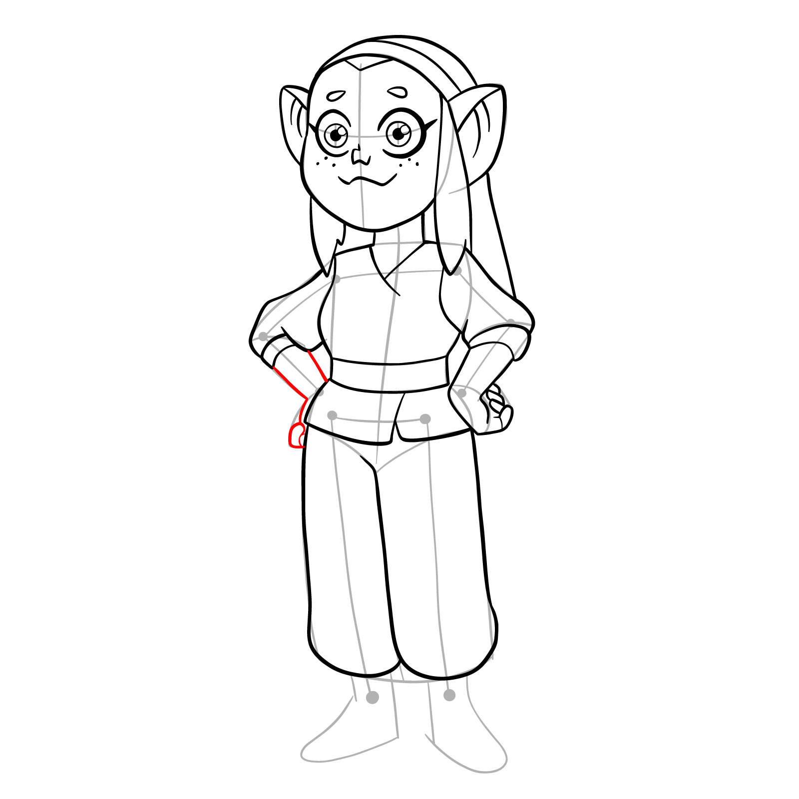 How to draw Amber from The Owl House - step 24