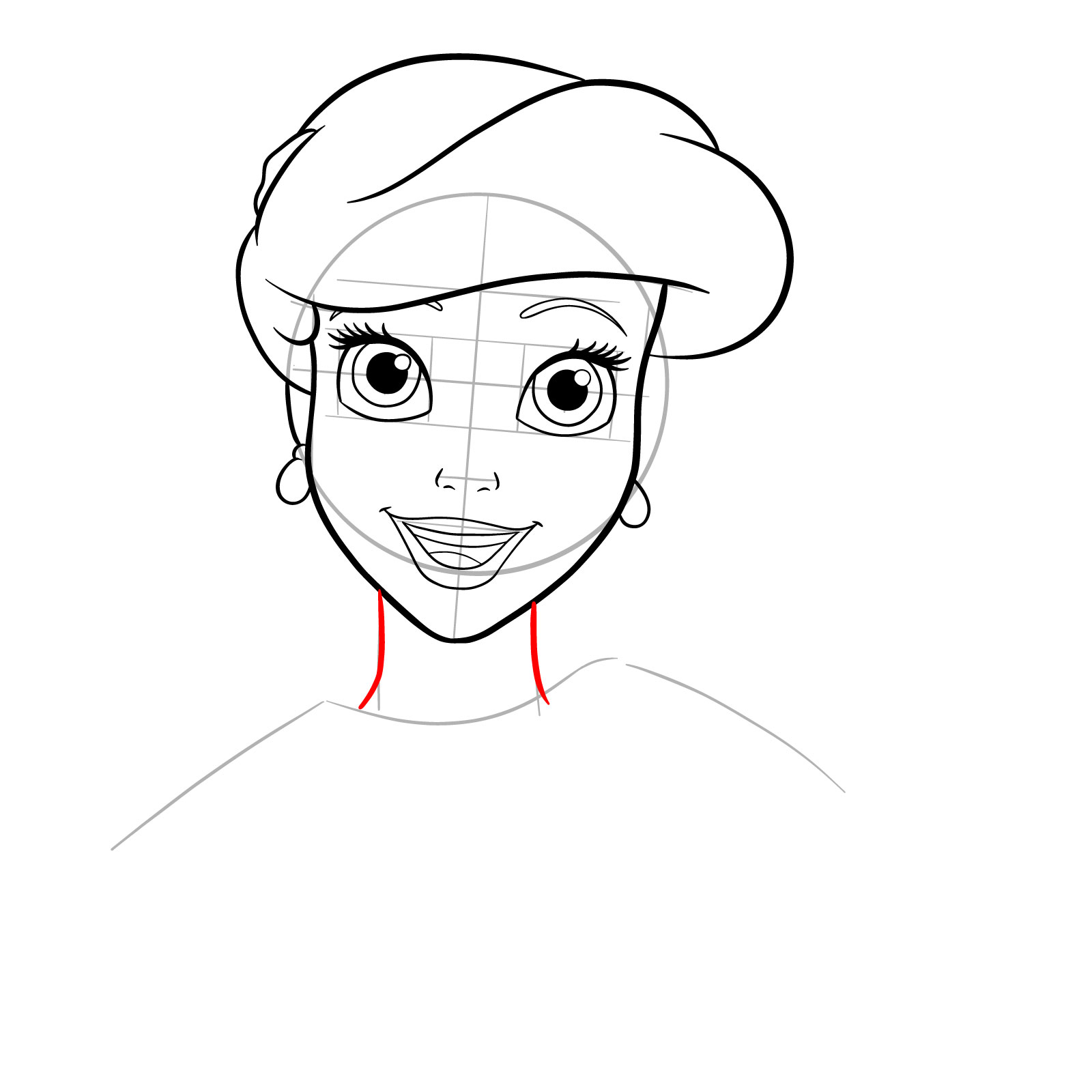 How to draw Ariel's face - The Little Mermaid - step 23
