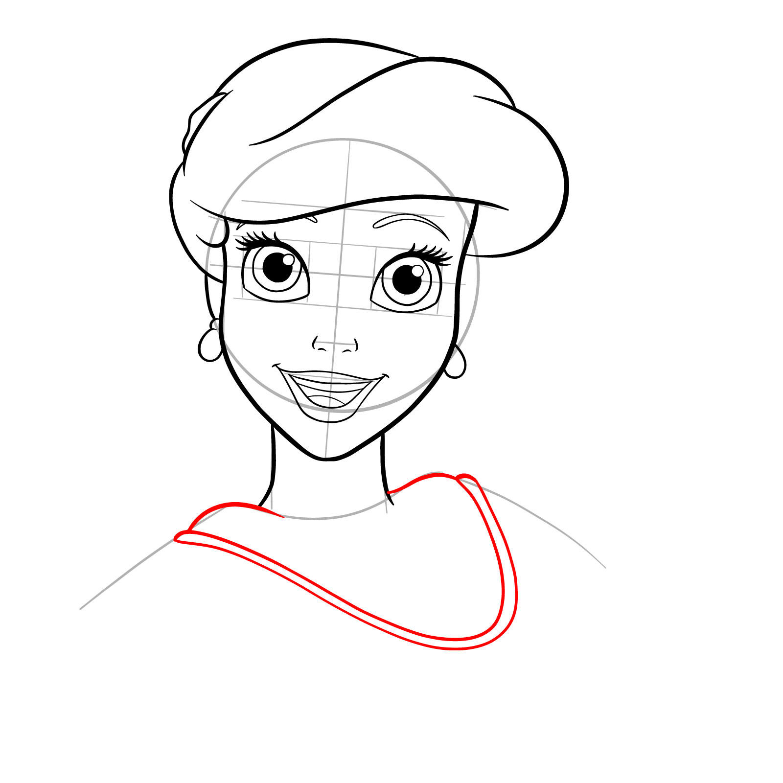 How to draw Ariel's face - The Little Mermaid - step 24