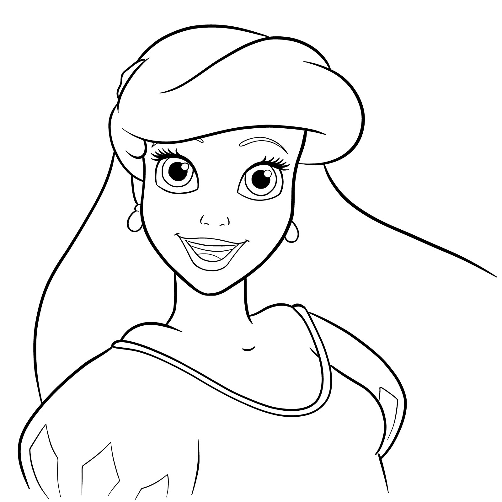 How to draw Ariel's face - The Little Mermaid - step 28