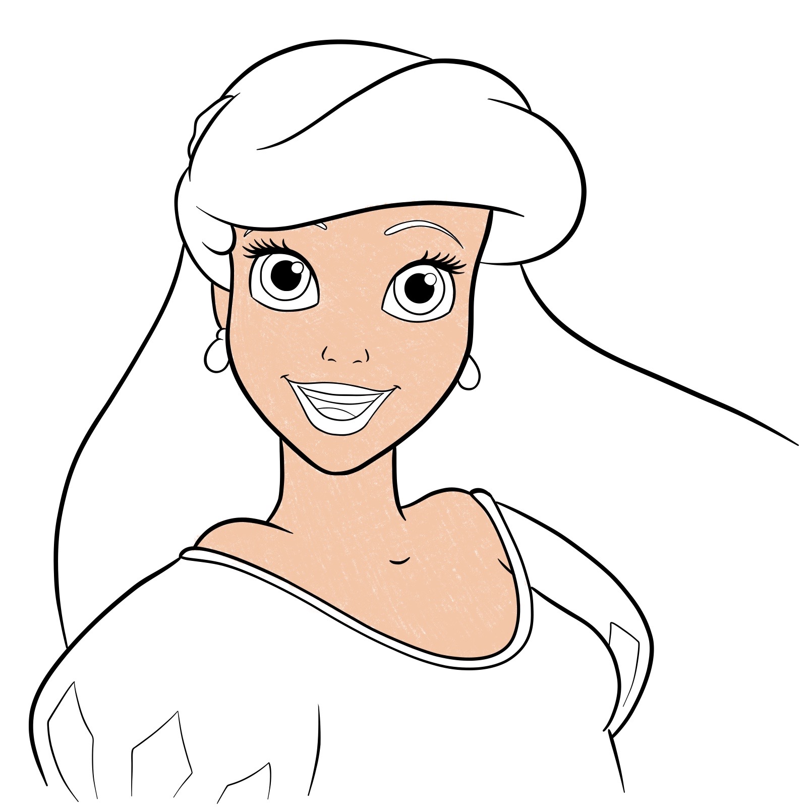 How to draw Ariel's face - The Little Mermaid - step 29