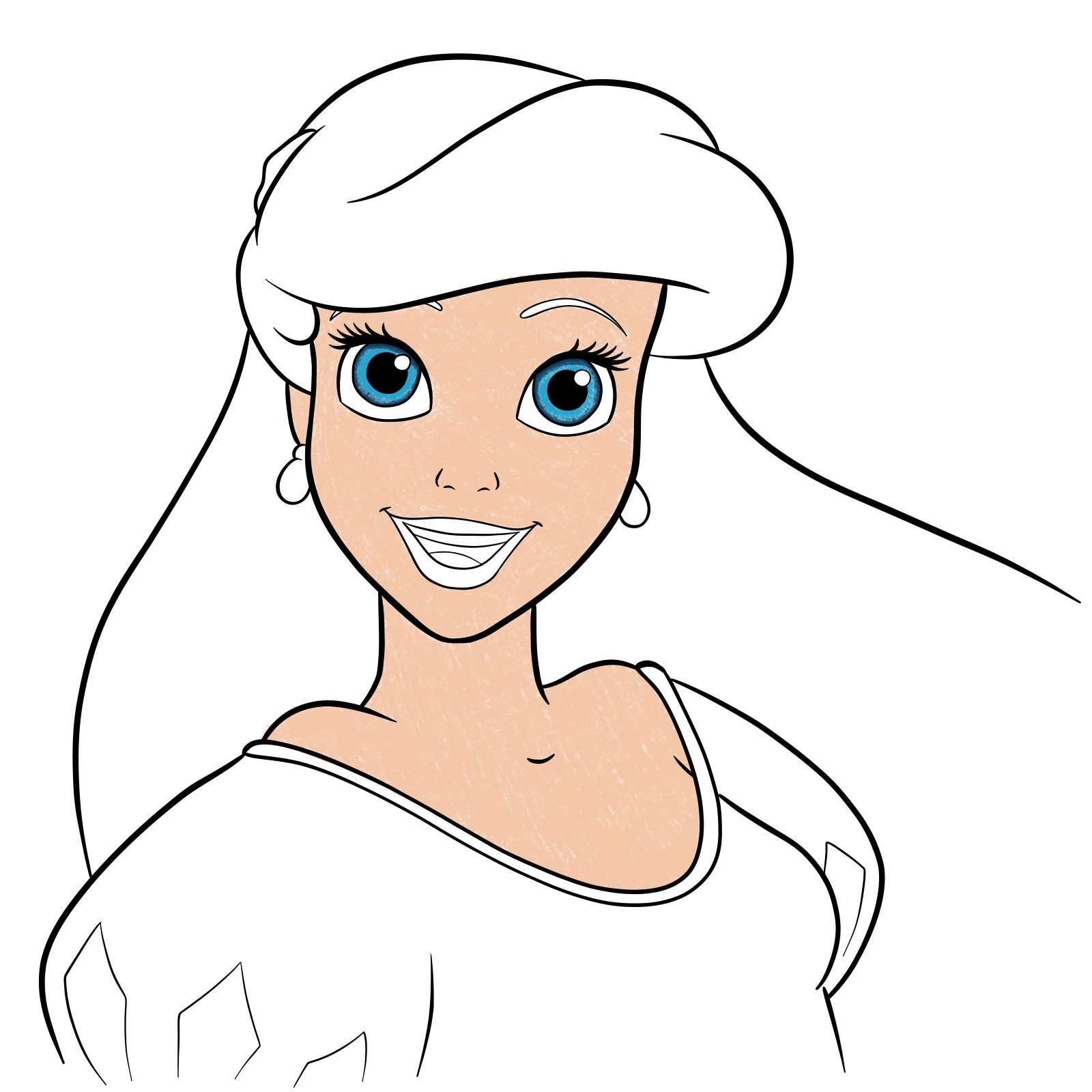 How to draw Ariel's face - The Little Mermaid - step 31