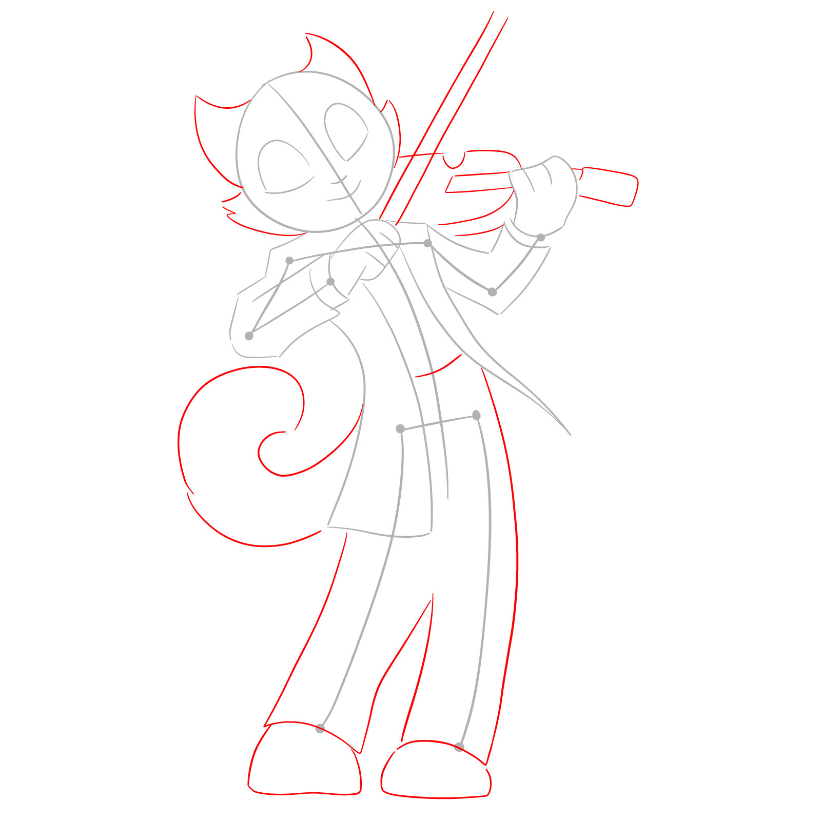 How to draw Rocky Rickaby playing the violin - step 03