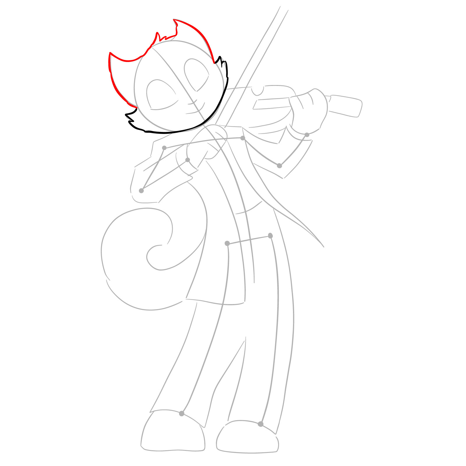 How to draw Rocky Rickaby playing the violin - step 05