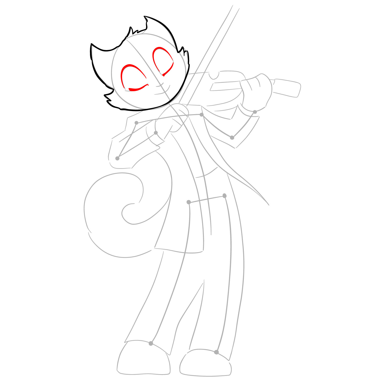How to draw Rocky Rickaby playing the violin - step 06