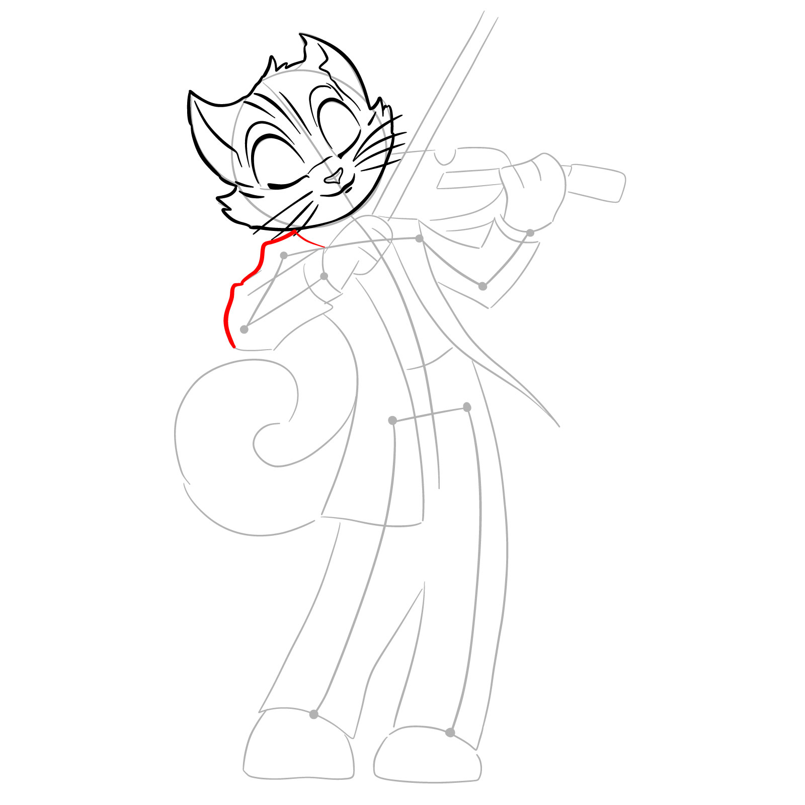 How to draw Rocky Rickaby playing the violin - step 11