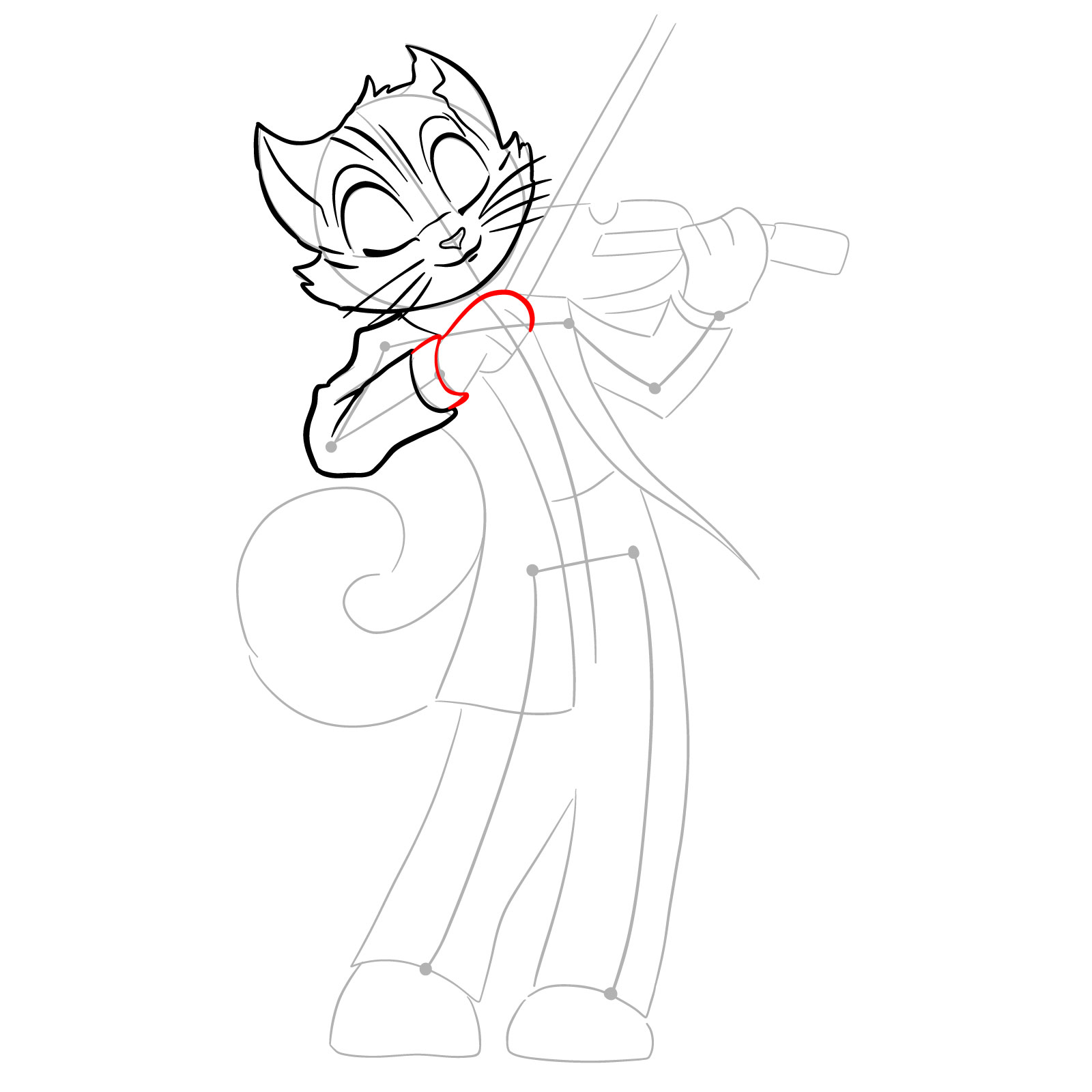 How to draw Rocky Rickaby playing the violin - step 13