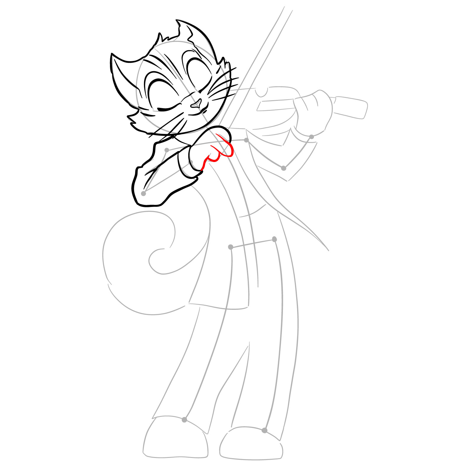 How to draw Rocky Rickaby playing the violin - step 14