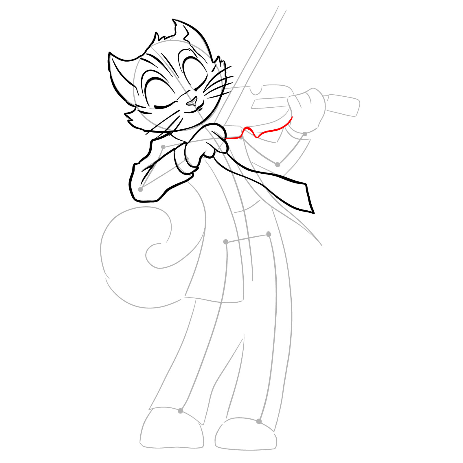How to draw Rocky Rickaby playing the violin - step 16