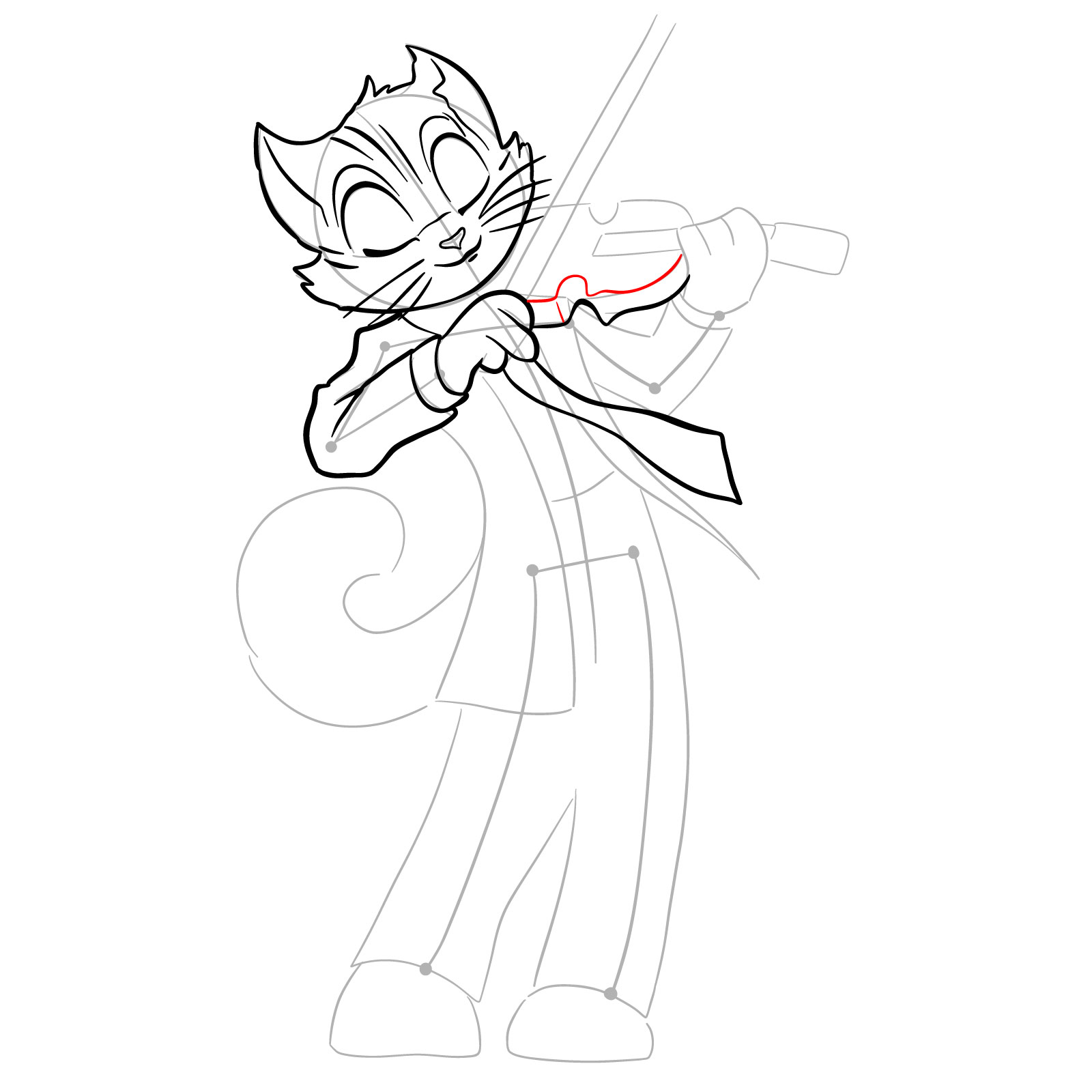 How to draw Rocky Rickaby playing the violin - step 17