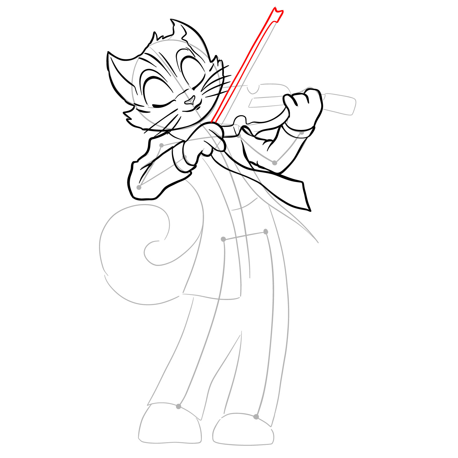 How to draw Rocky Rickaby playing the violin - step 21