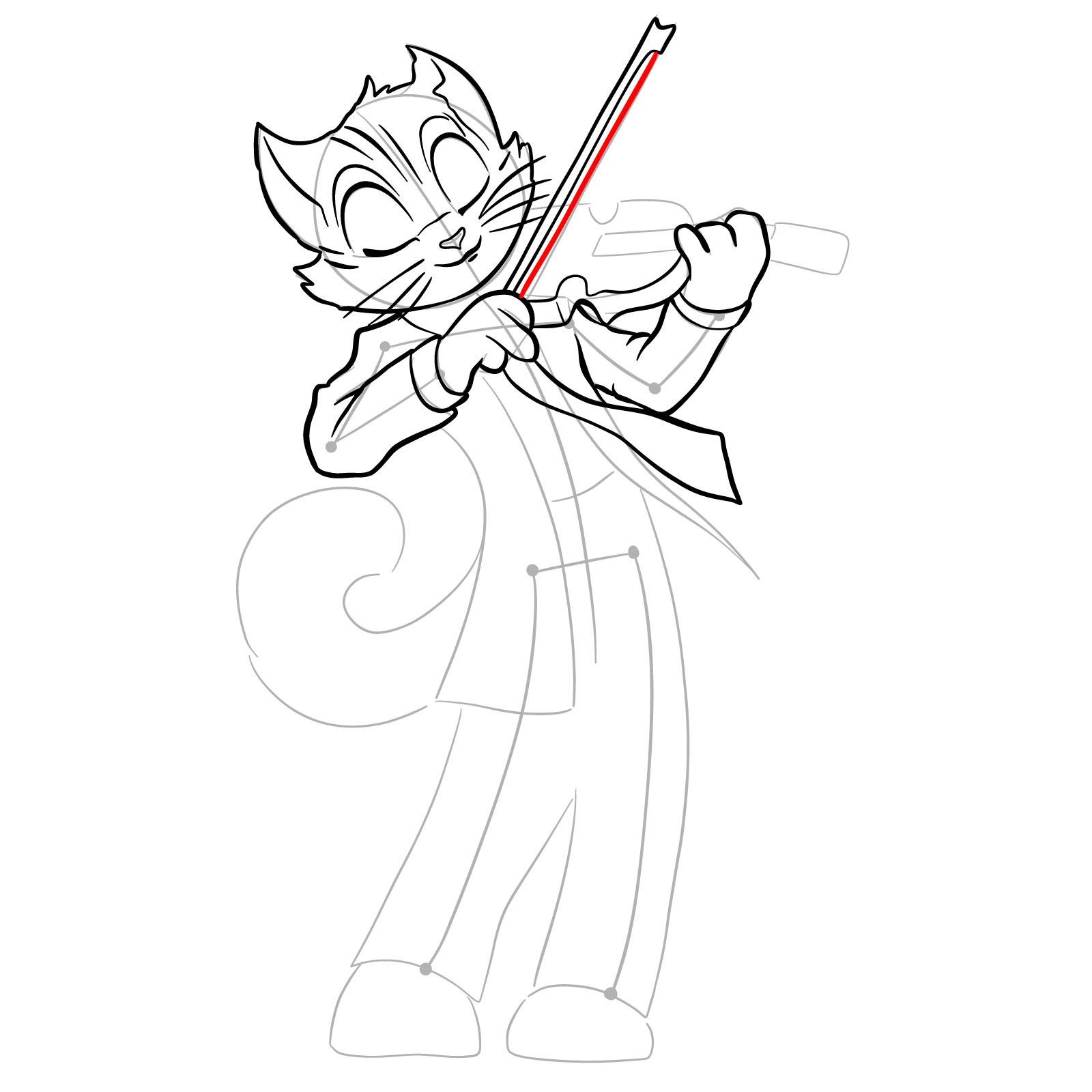 How to draw Rocky Rickaby playing the violin - step 22