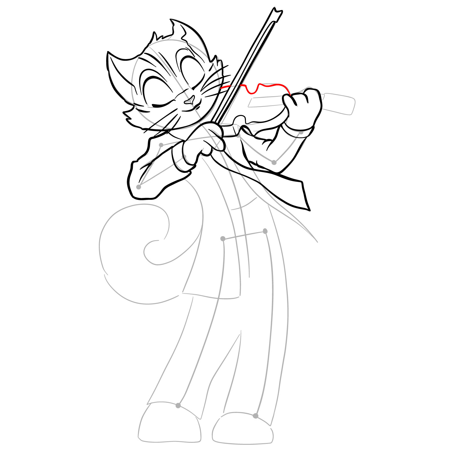 How to draw Rocky Rickaby playing the violin - step 23