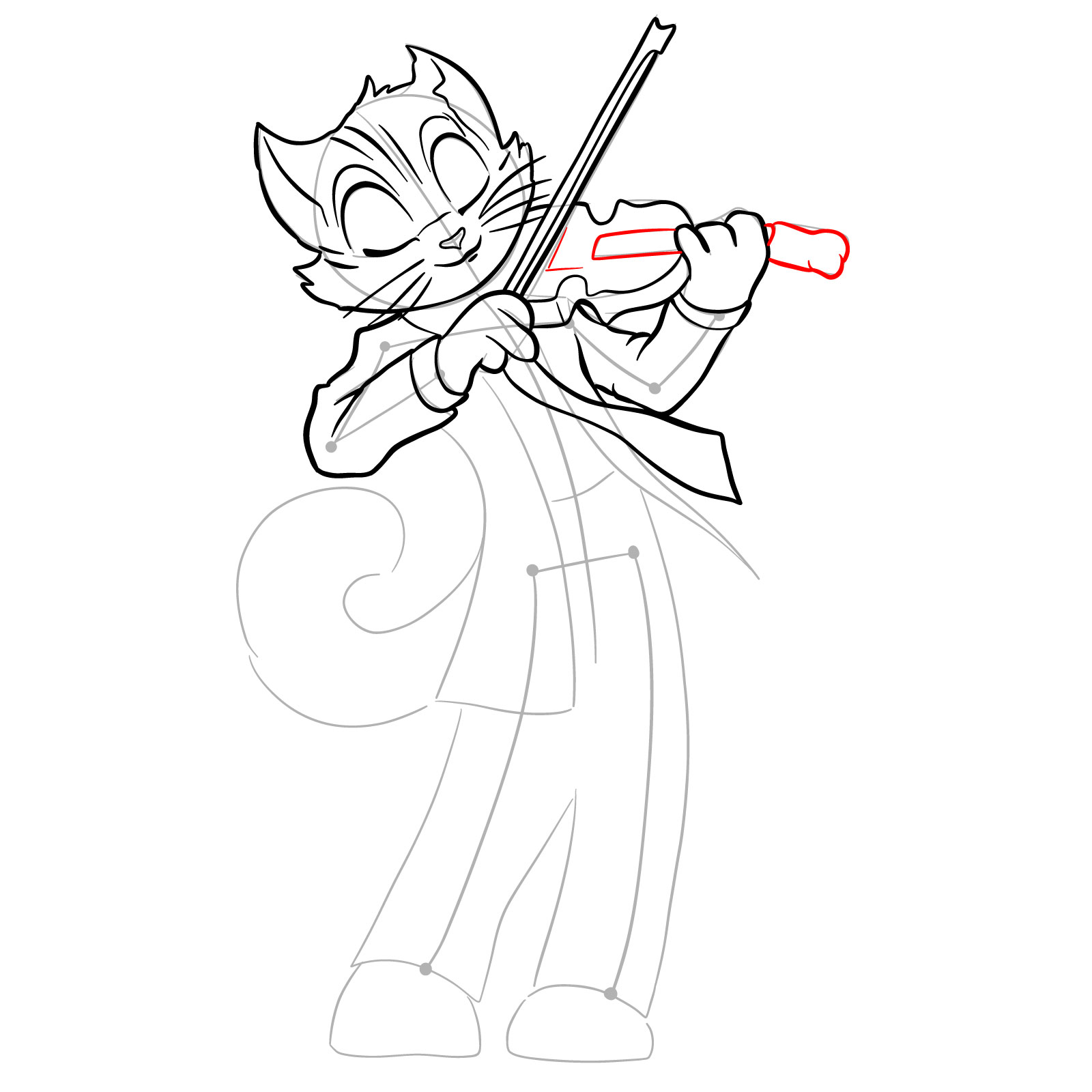 How to draw Rocky Rickaby playing the violin - step 24