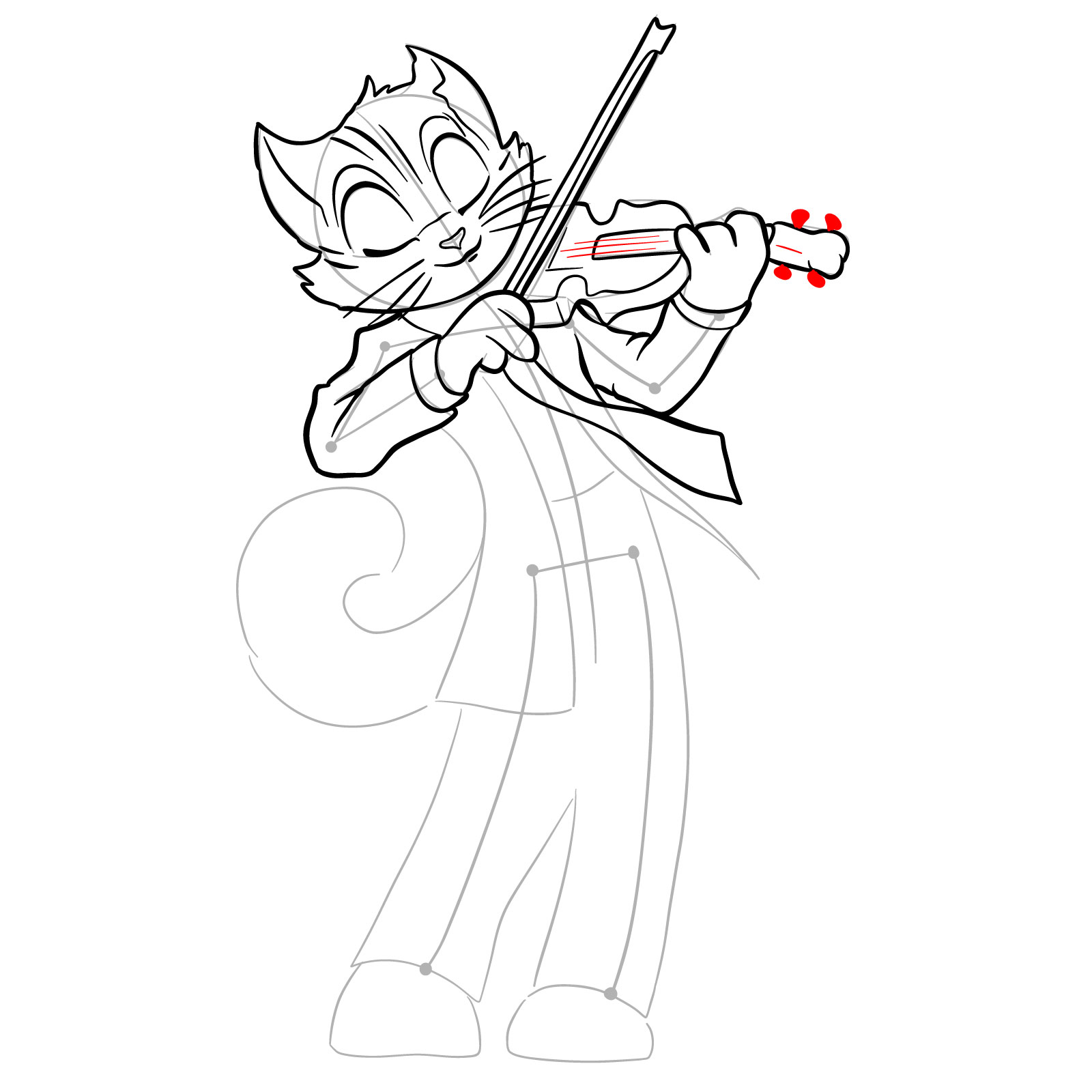 How to draw Rocky Rickaby playing the violin - step 25