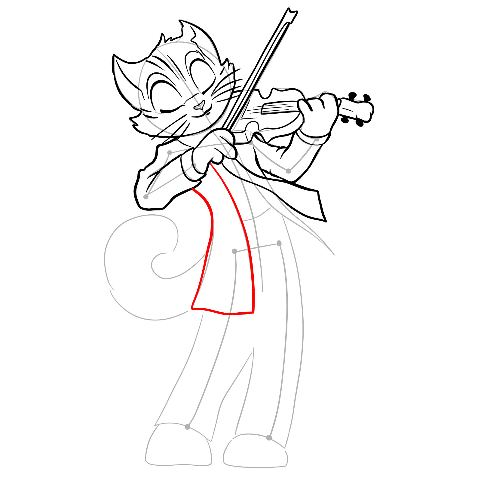 How to draw Rocky Rickaby playing the violin - step 26