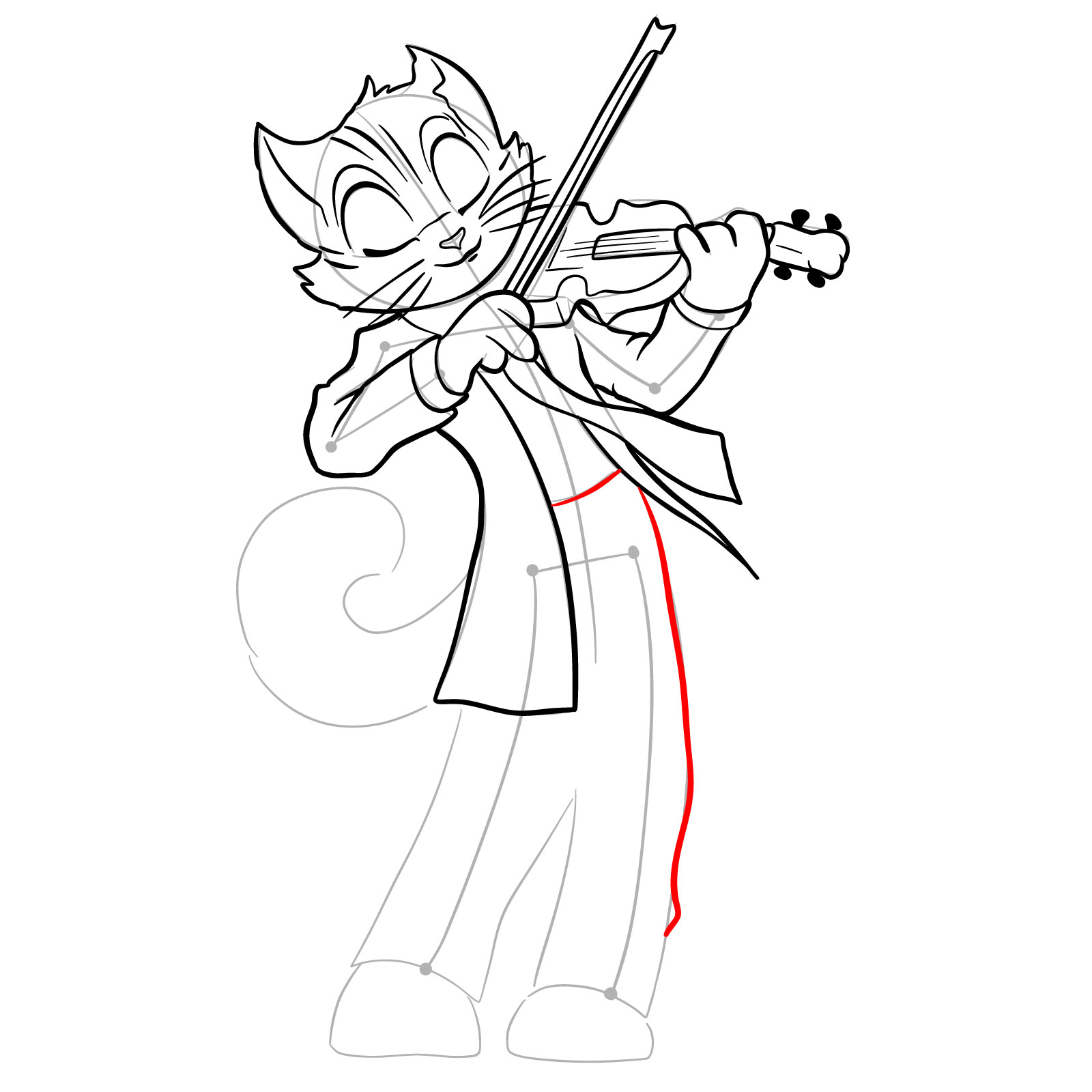 How to draw Rocky Rickaby playing the violin - step 28