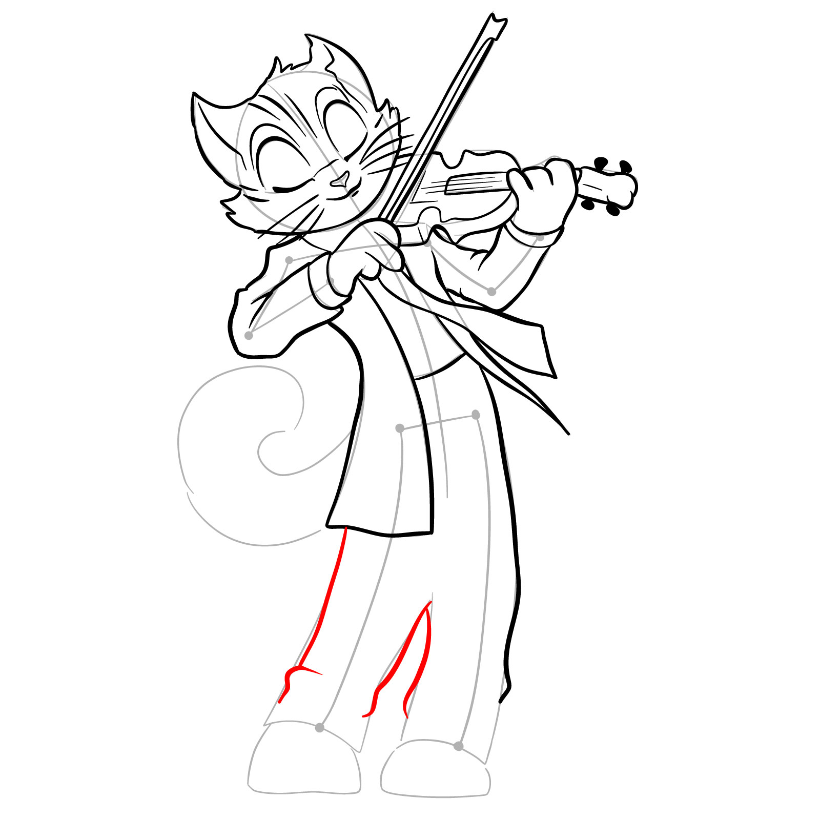 How to draw Rocky Rickaby playing the violin - step 29