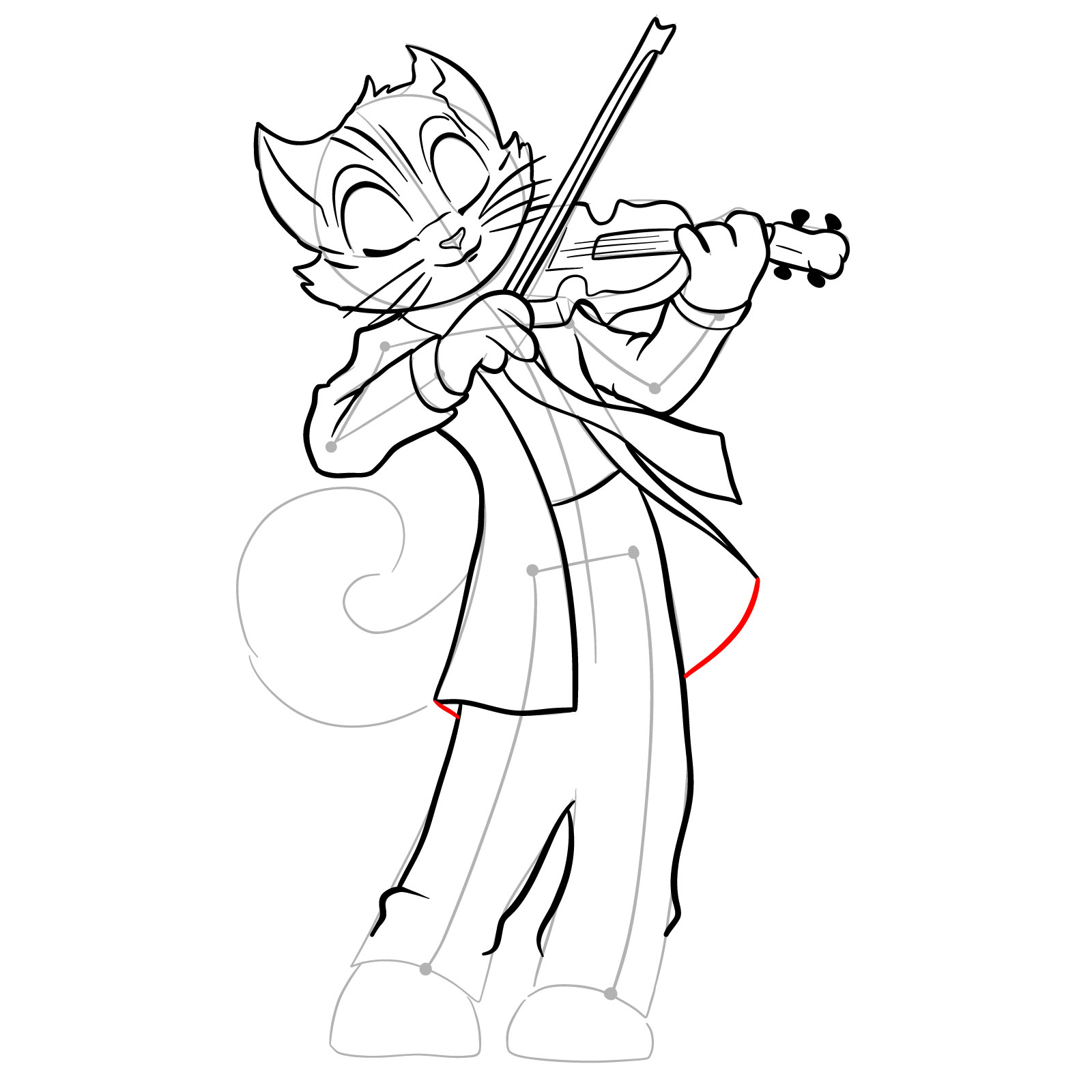 How to draw Rocky Rickaby playing the violin - step 30