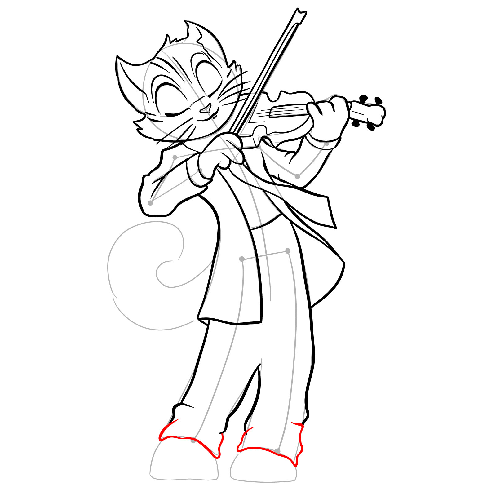 How to draw Rocky Rickaby playing the violin - step 31