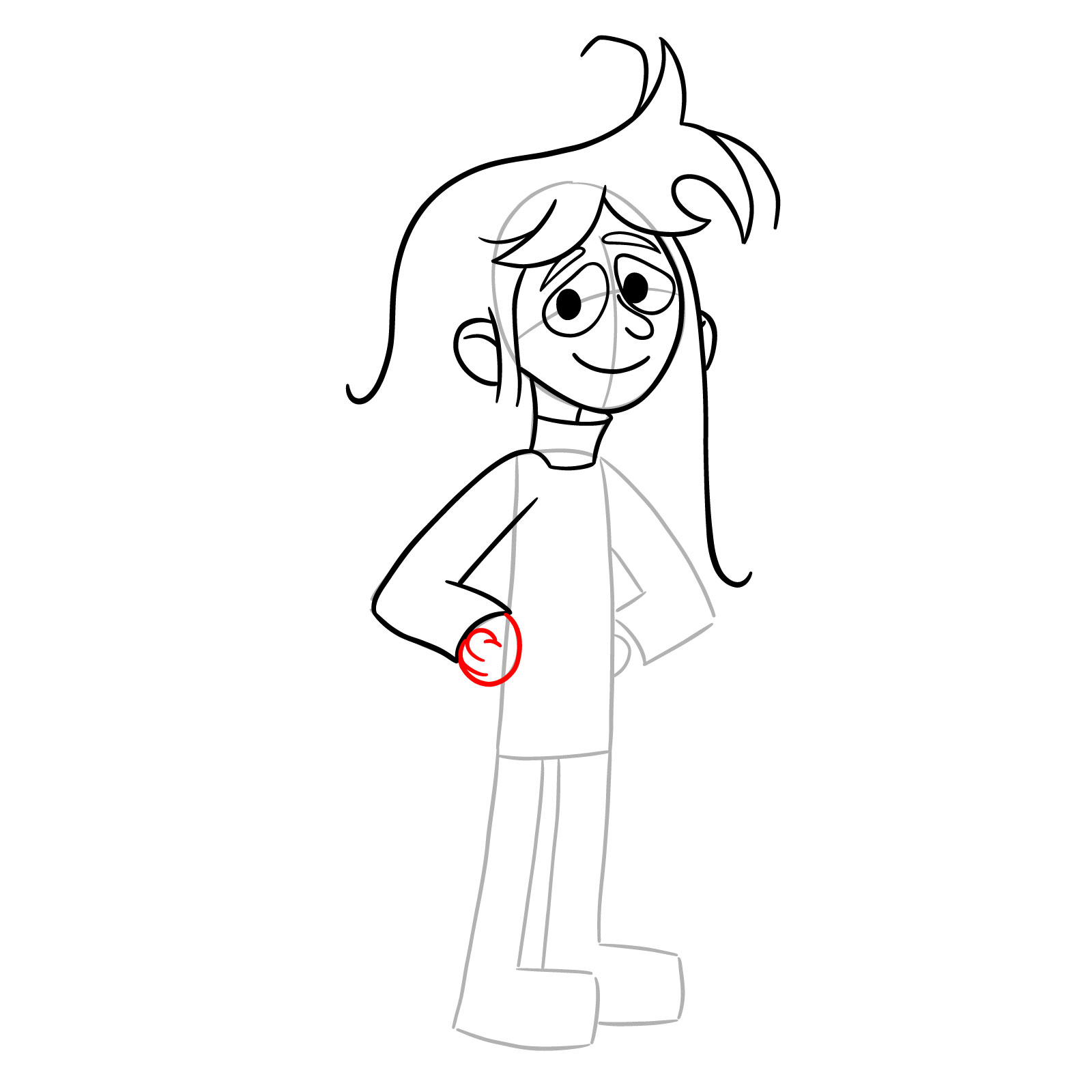 How to draw Libby Stein-Torres full body - step 11