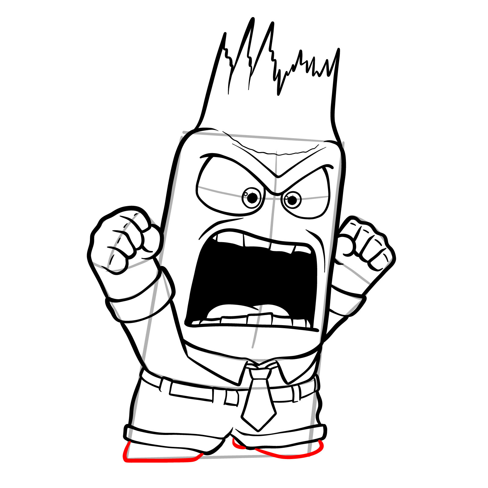 How to draw angry Anger with his head in flames - step 13