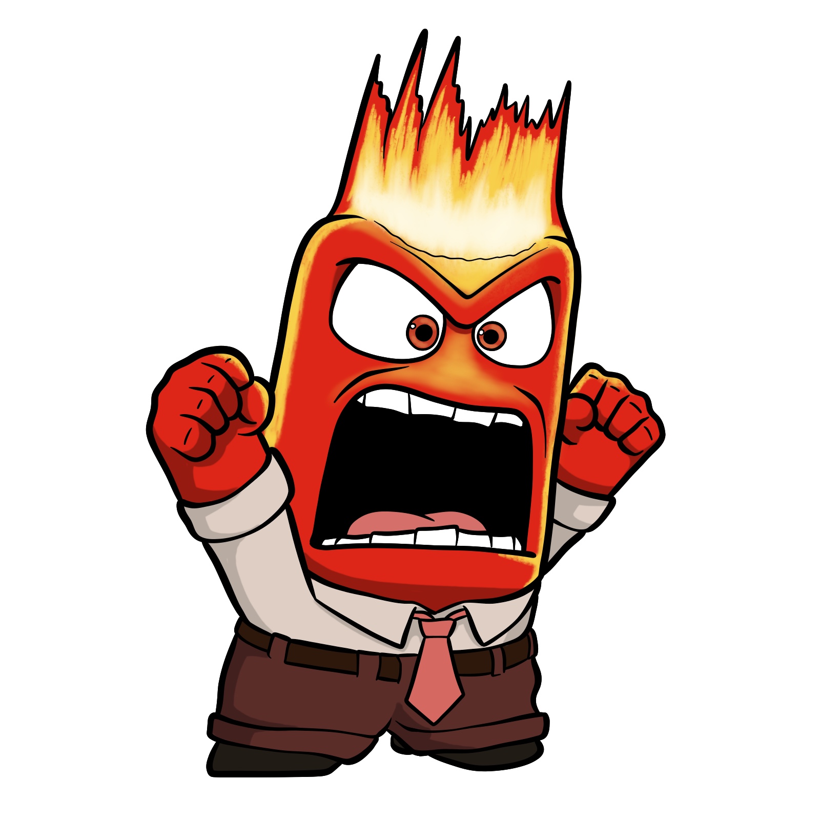 Easy drawing of Anger with his head in flames from Inside Out