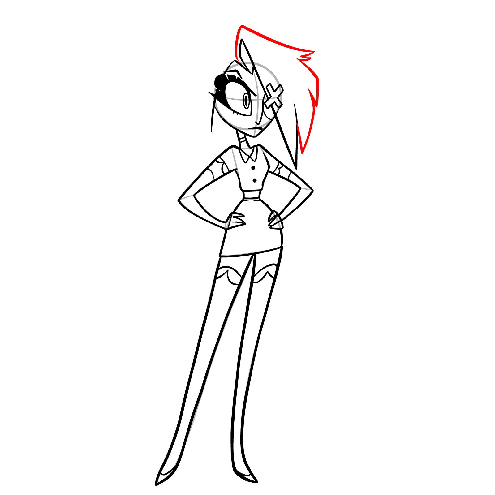 How to Draw Vaggie from Hazbin Hotel - step 14