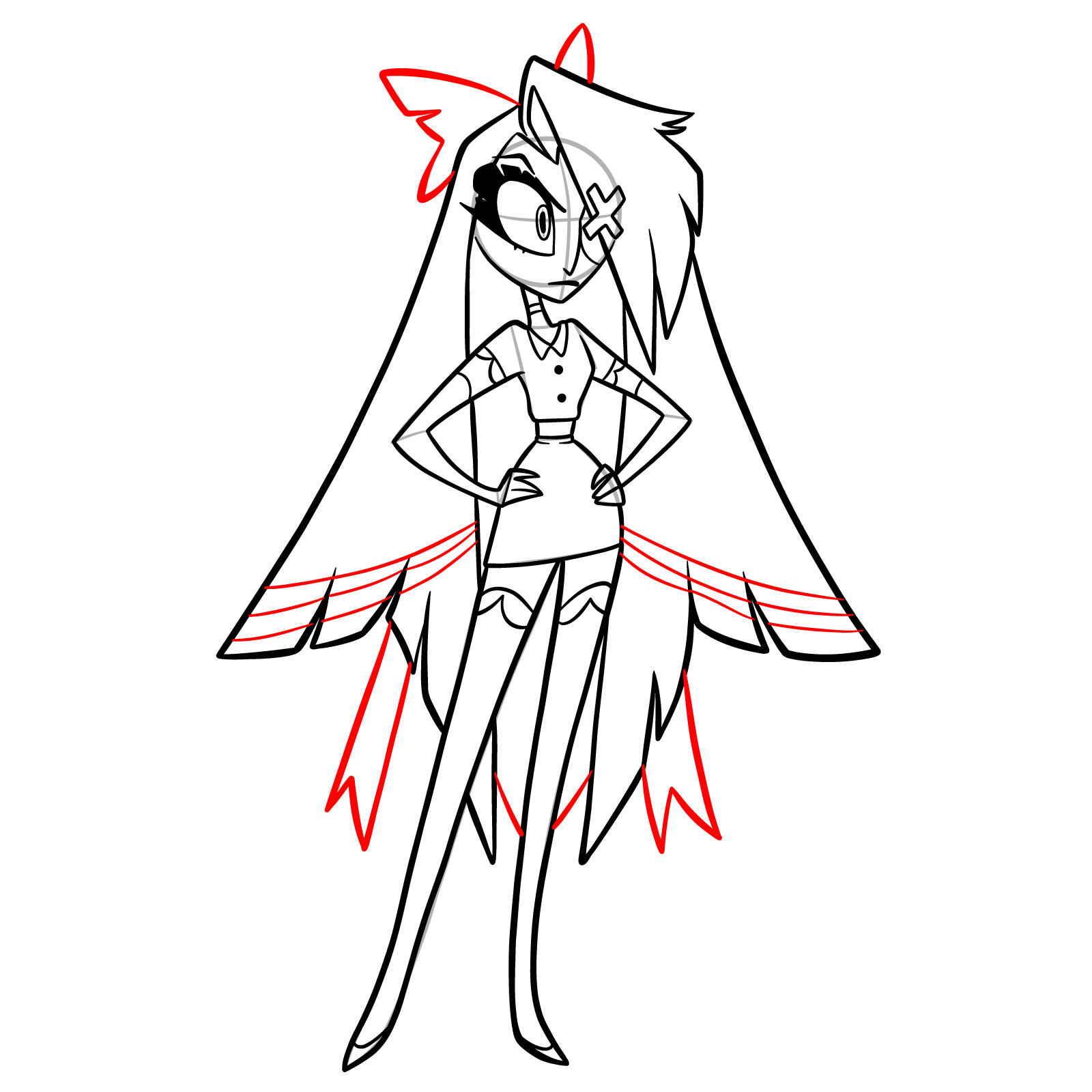 How to Draw Vaggie from Hazbin Hotel - step 17