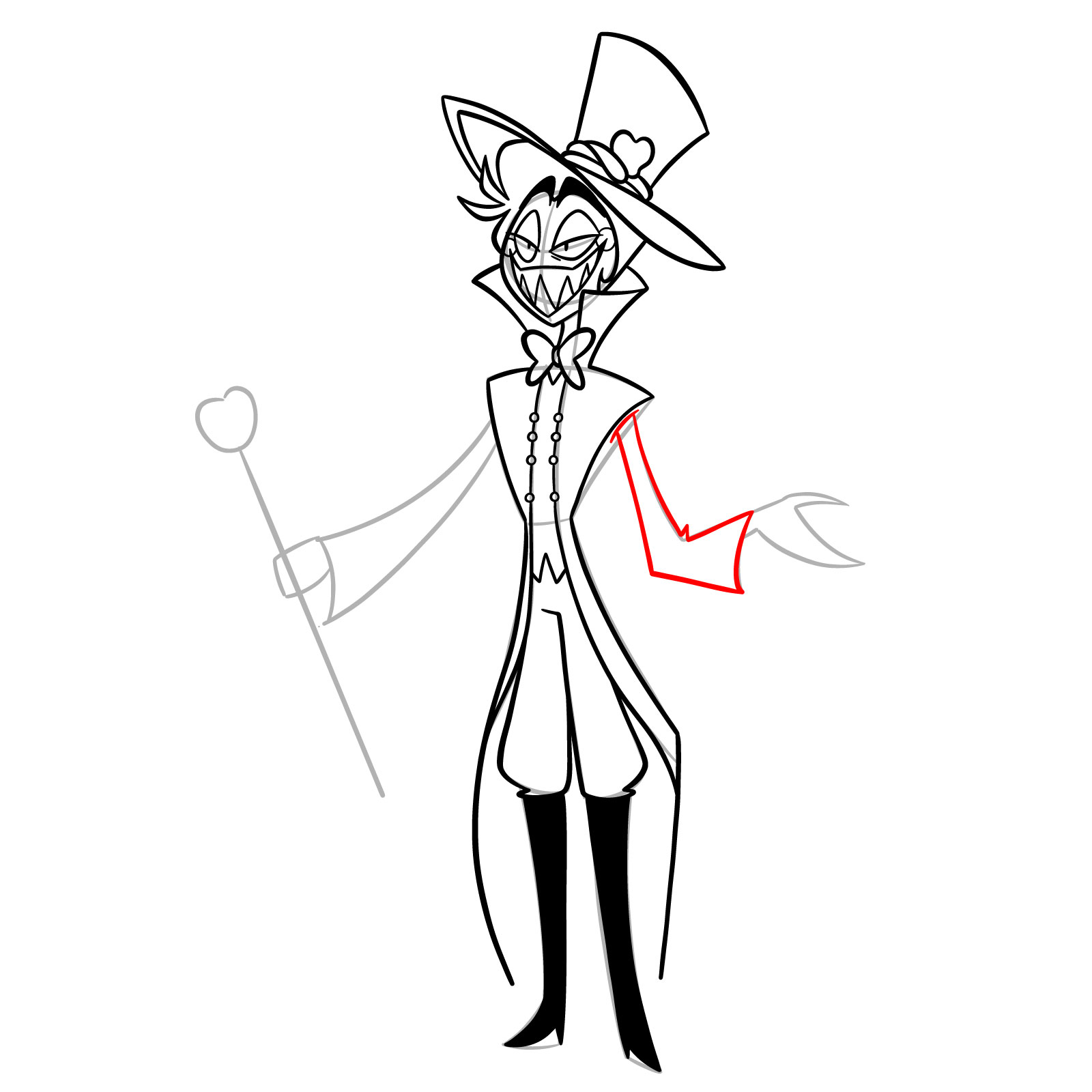 How to Draw Lucifer Morningstar from Hazbin Hotel - step 17