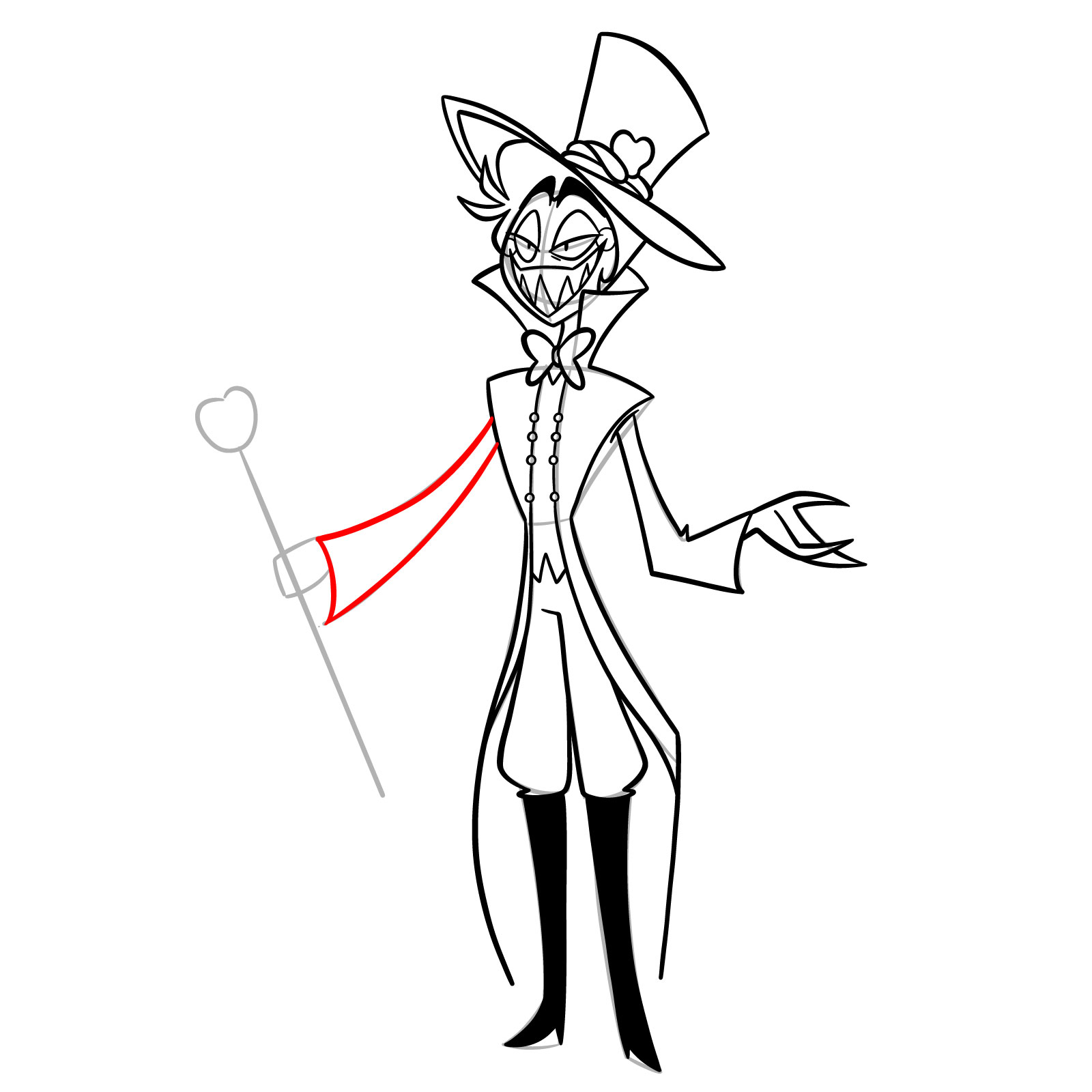 How to Draw Lucifer Morningstar from Hazbin Hotel - step 19