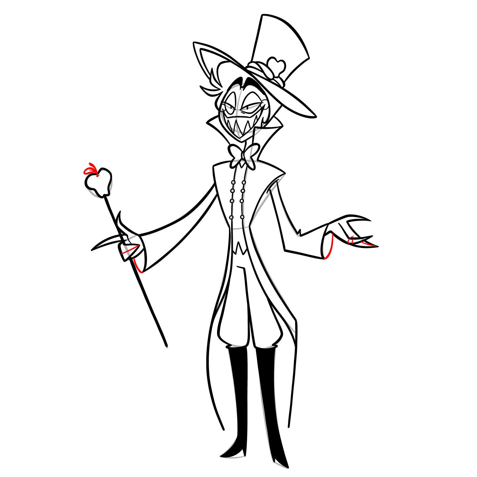 How to Draw Lucifer Morningstar from Hazbin Hotel - step 22
