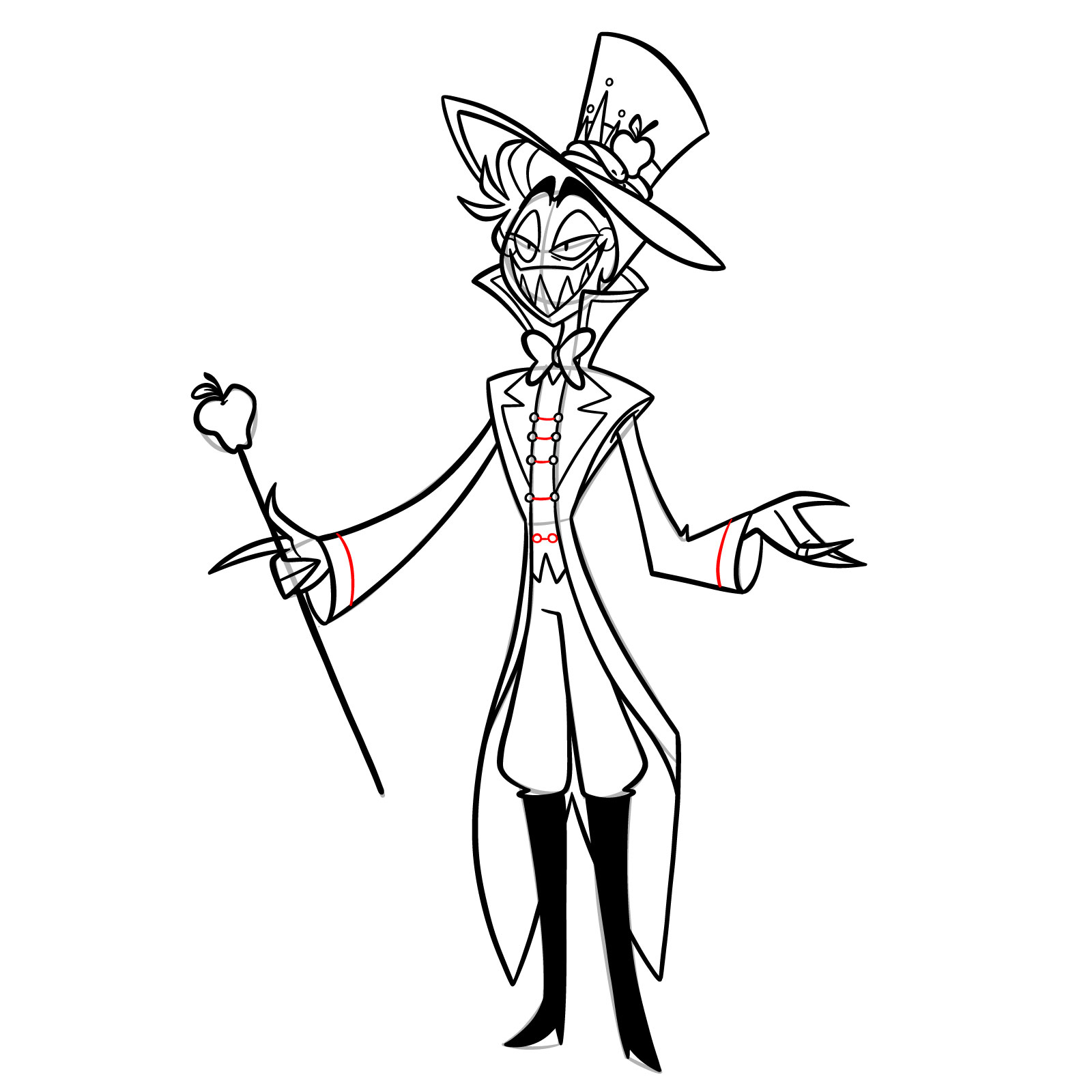How to Draw Lucifer Morningstar from Hazbin Hotel - step 25