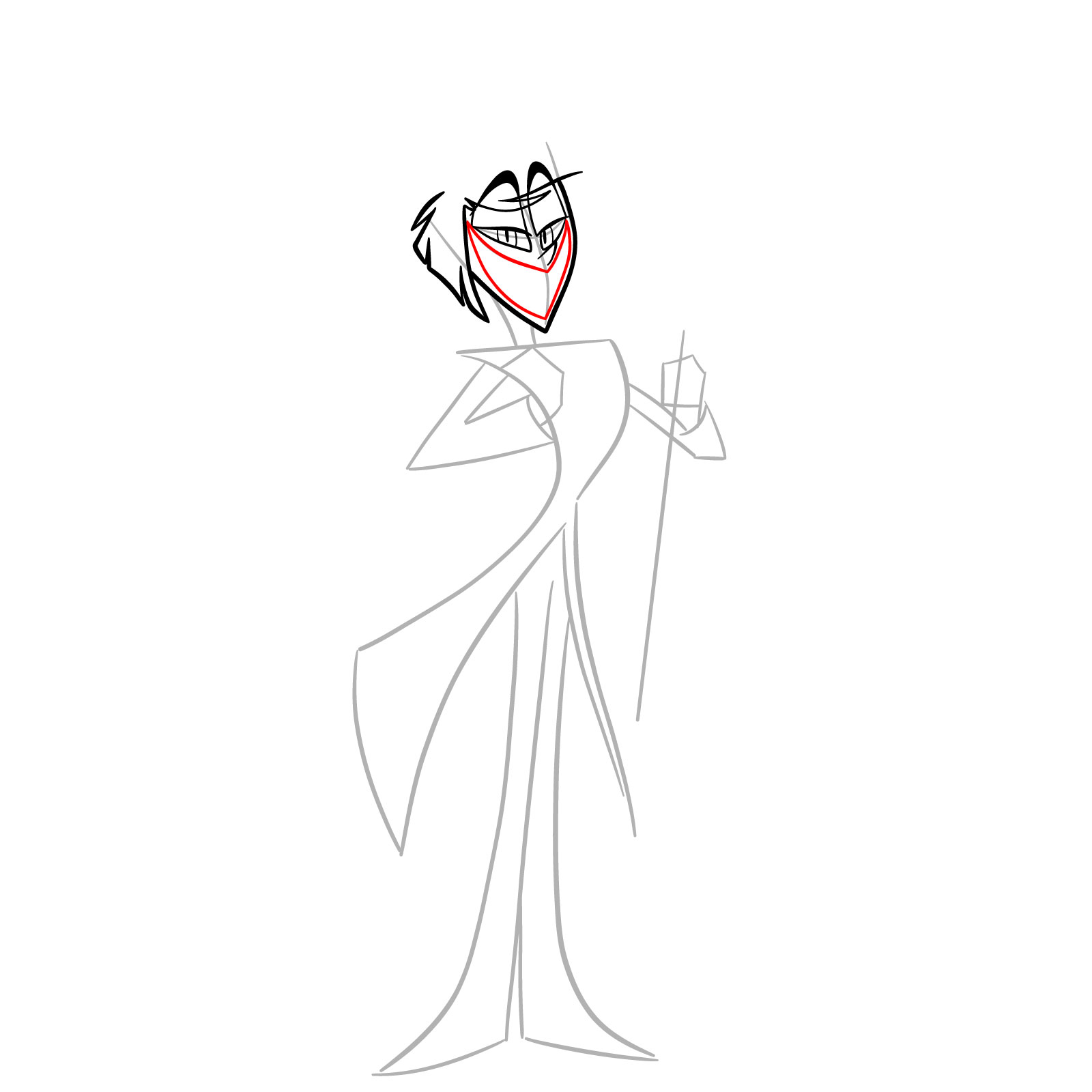 How to Draw Alastor from Hazbin Hotel - step 07