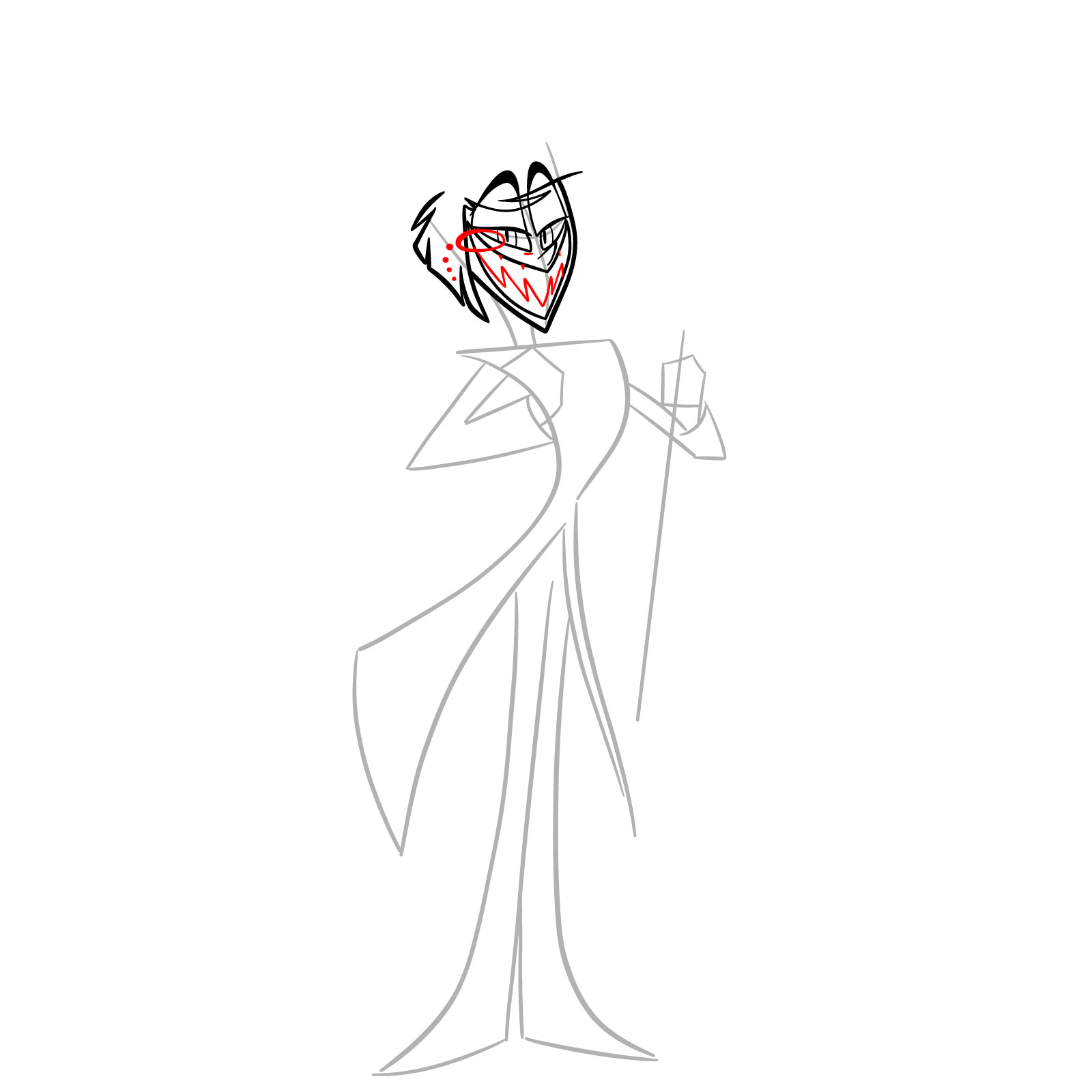 How to Draw Alastor from Hazbin Hotel - step 08