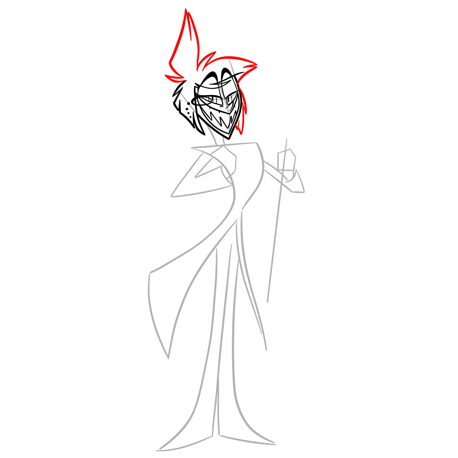 How to Draw Alastor from Hazbin Hotel - step 09