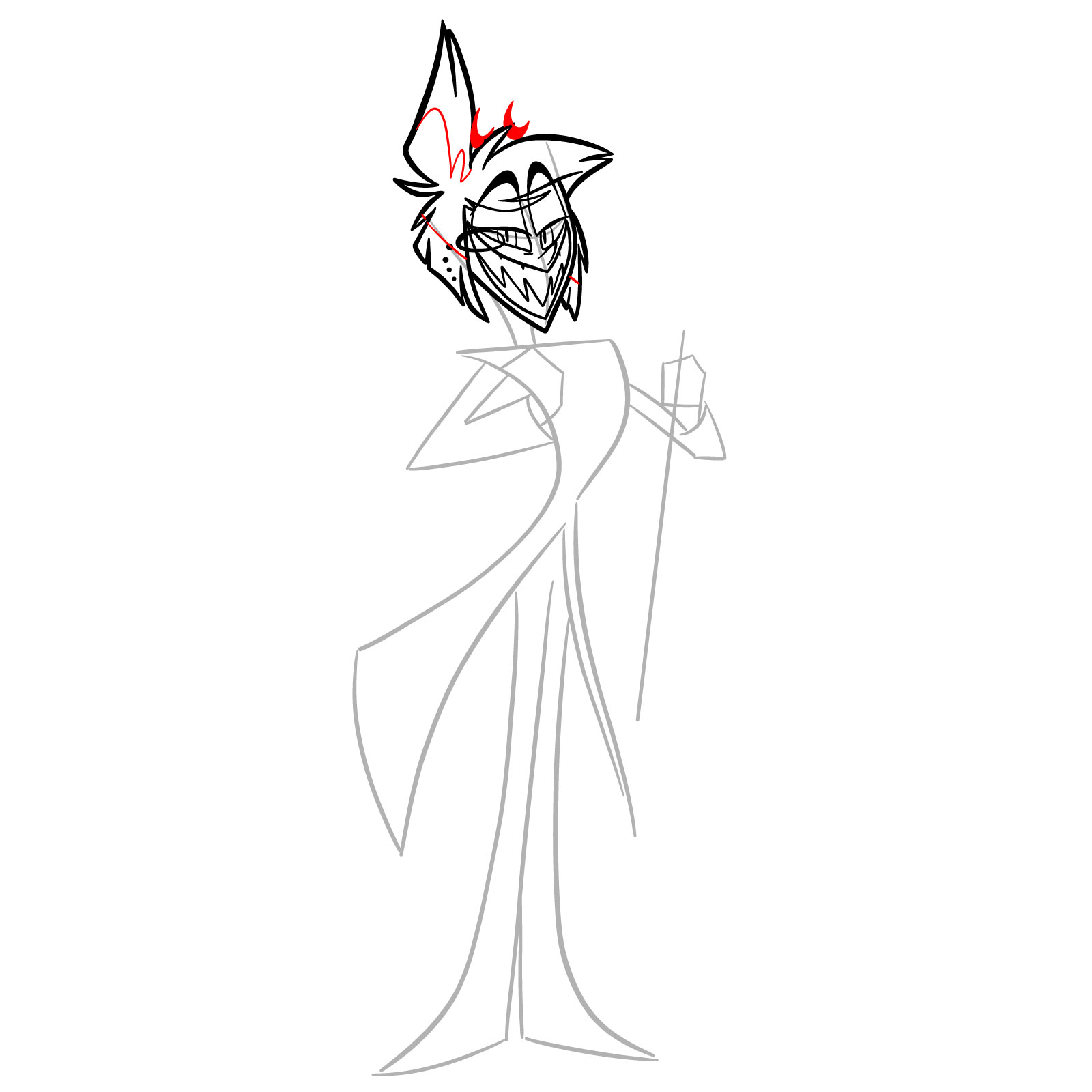 How to Draw Alastor from Hazbin Hotel - step 10