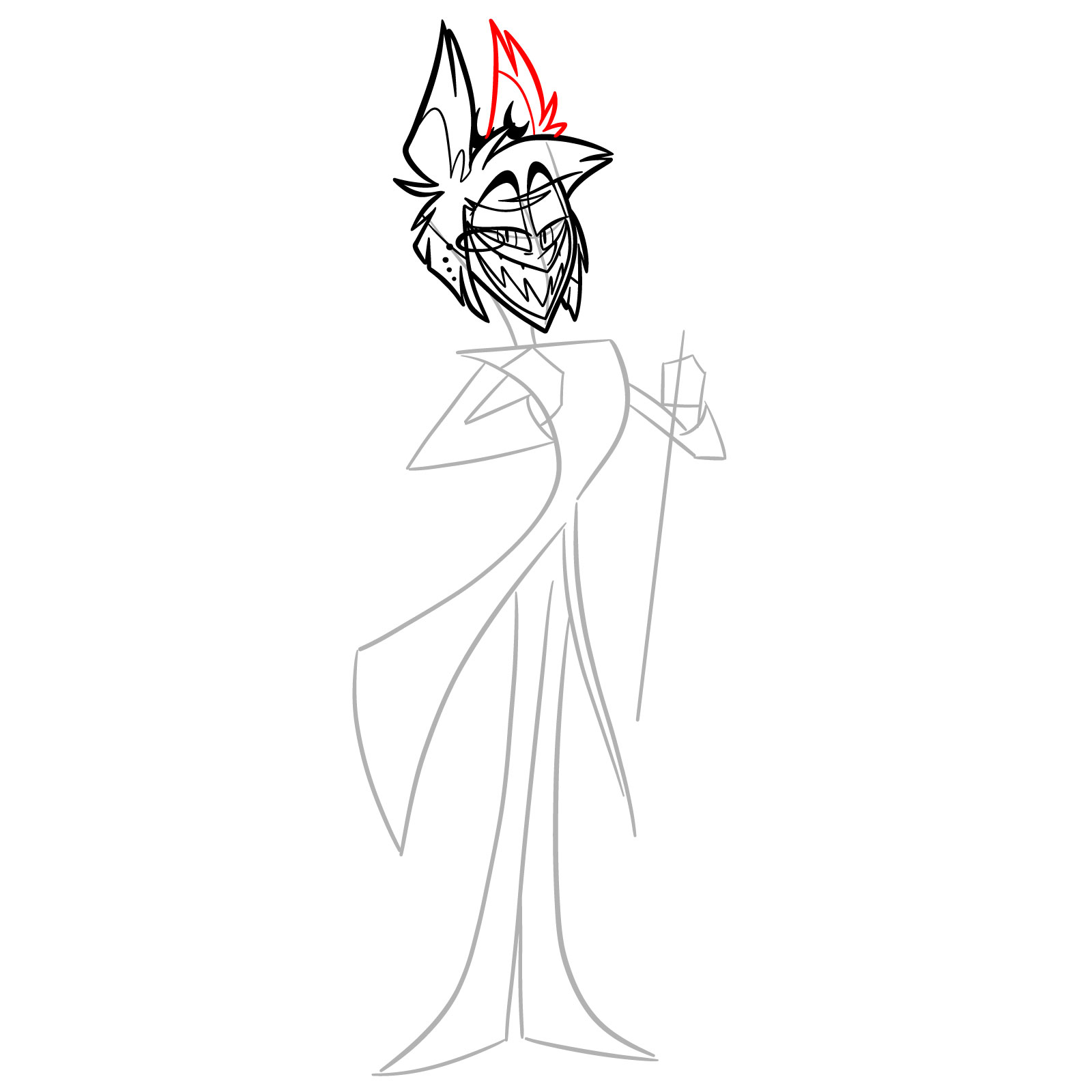 How to Draw Alastor from Hazbin Hotel - step 11