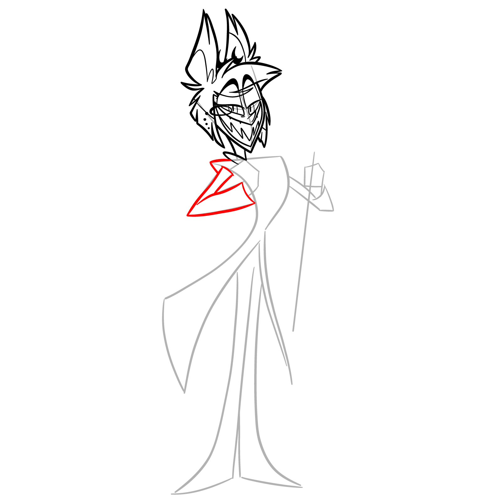 How to Draw Alastor from Hazbin Hotel - step 13