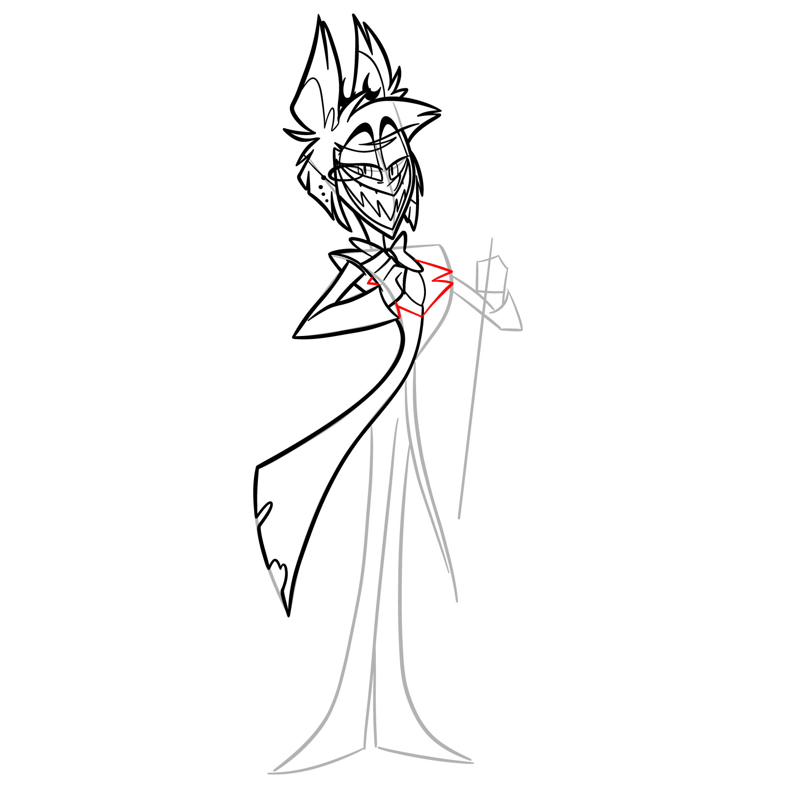 How to Draw Alastor from Hazbin Hotel - step 17