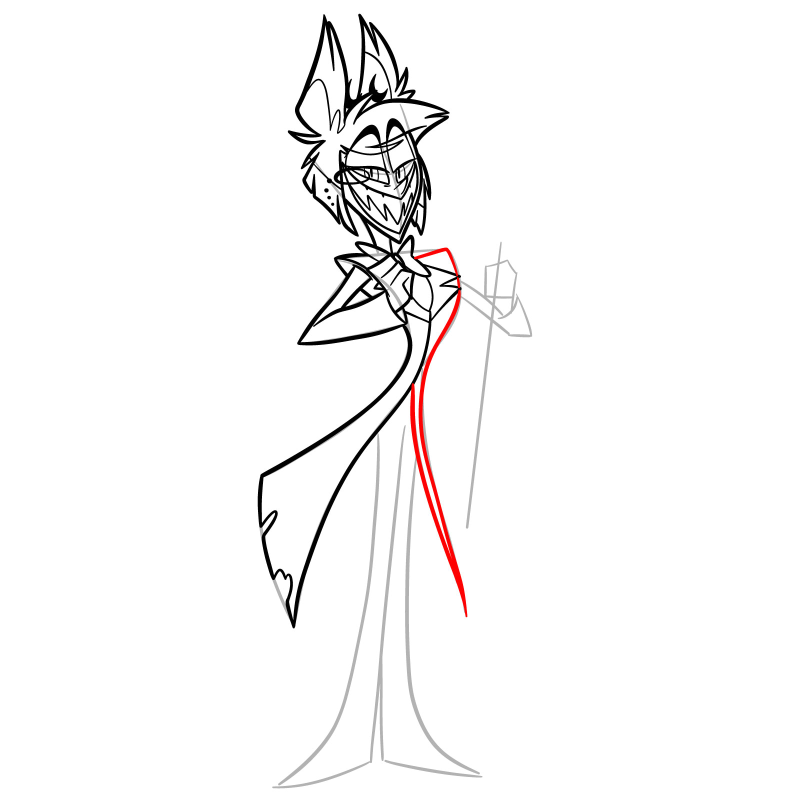 How to Draw Alastor from Hazbin Hotel - step 18