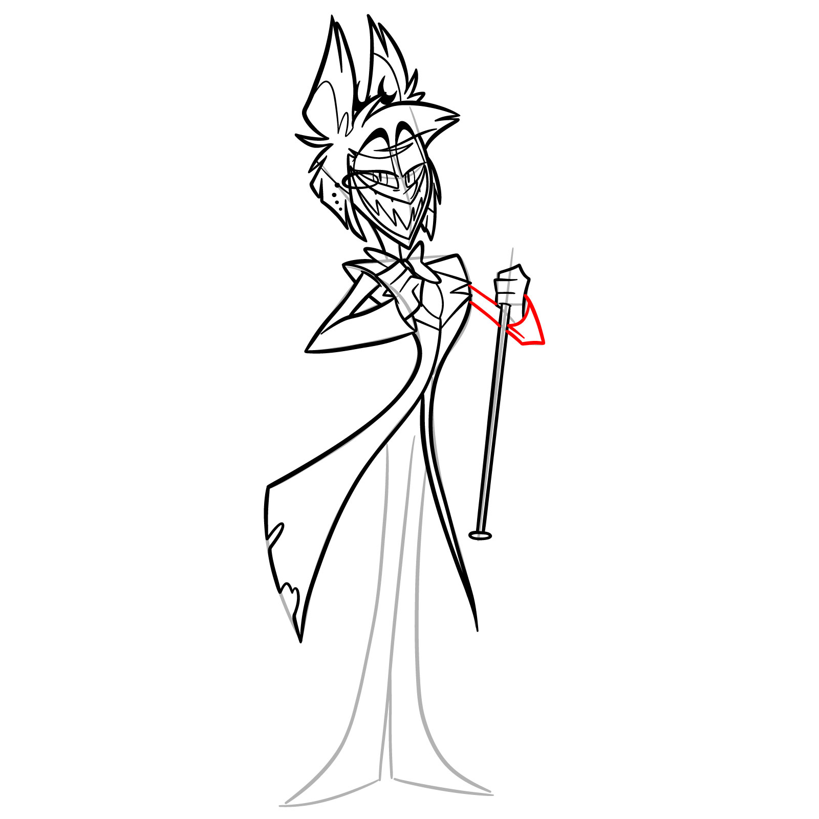 How to Draw Alastor from Hazbin Hotel - step 20