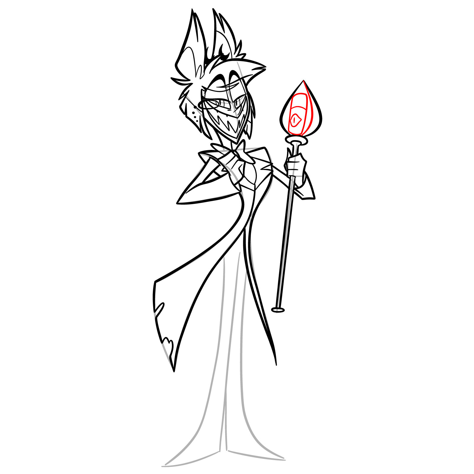 How to Draw Alastor from Hazbin Hotel - step 22