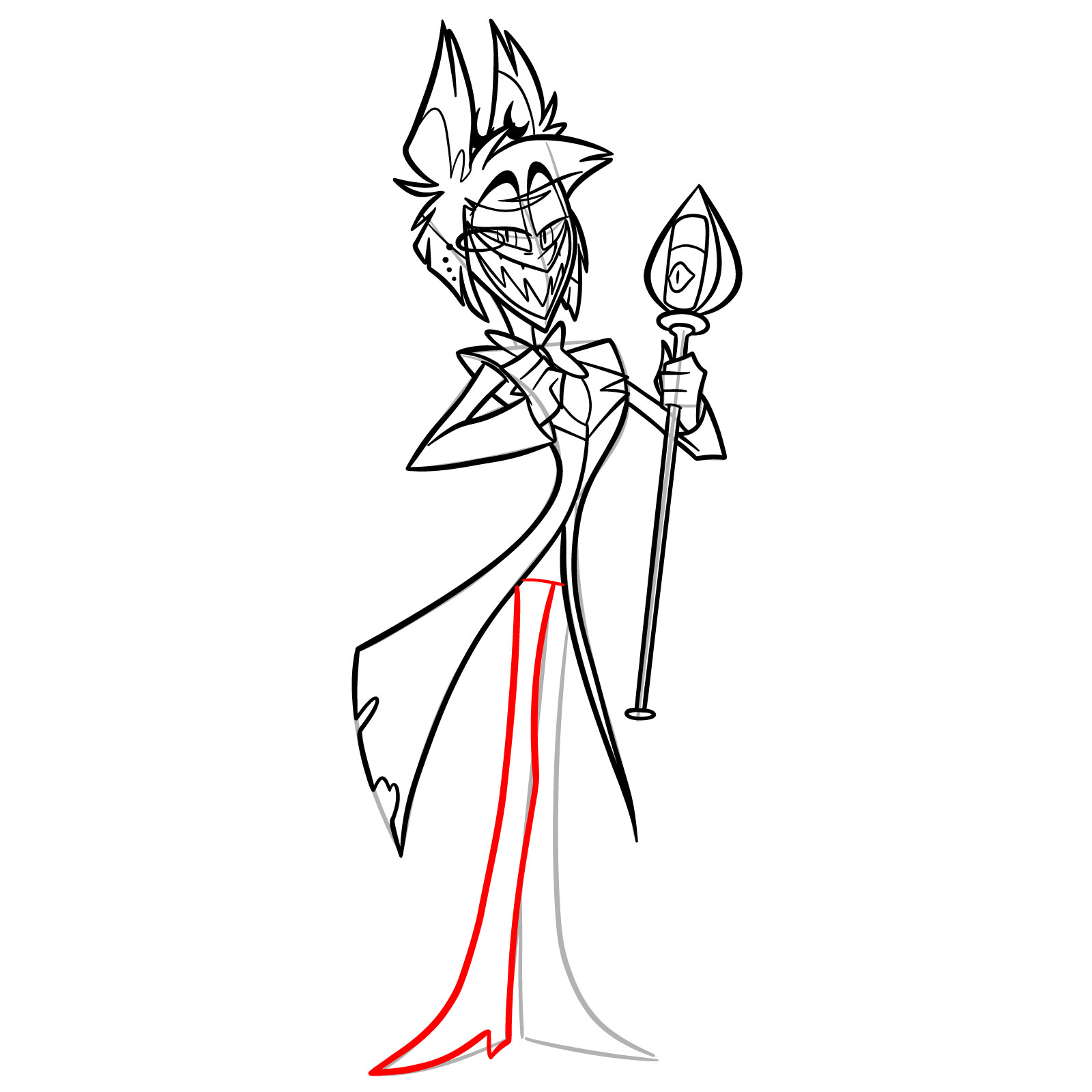 How to Draw Alastor from Hazbin Hotel - step 23