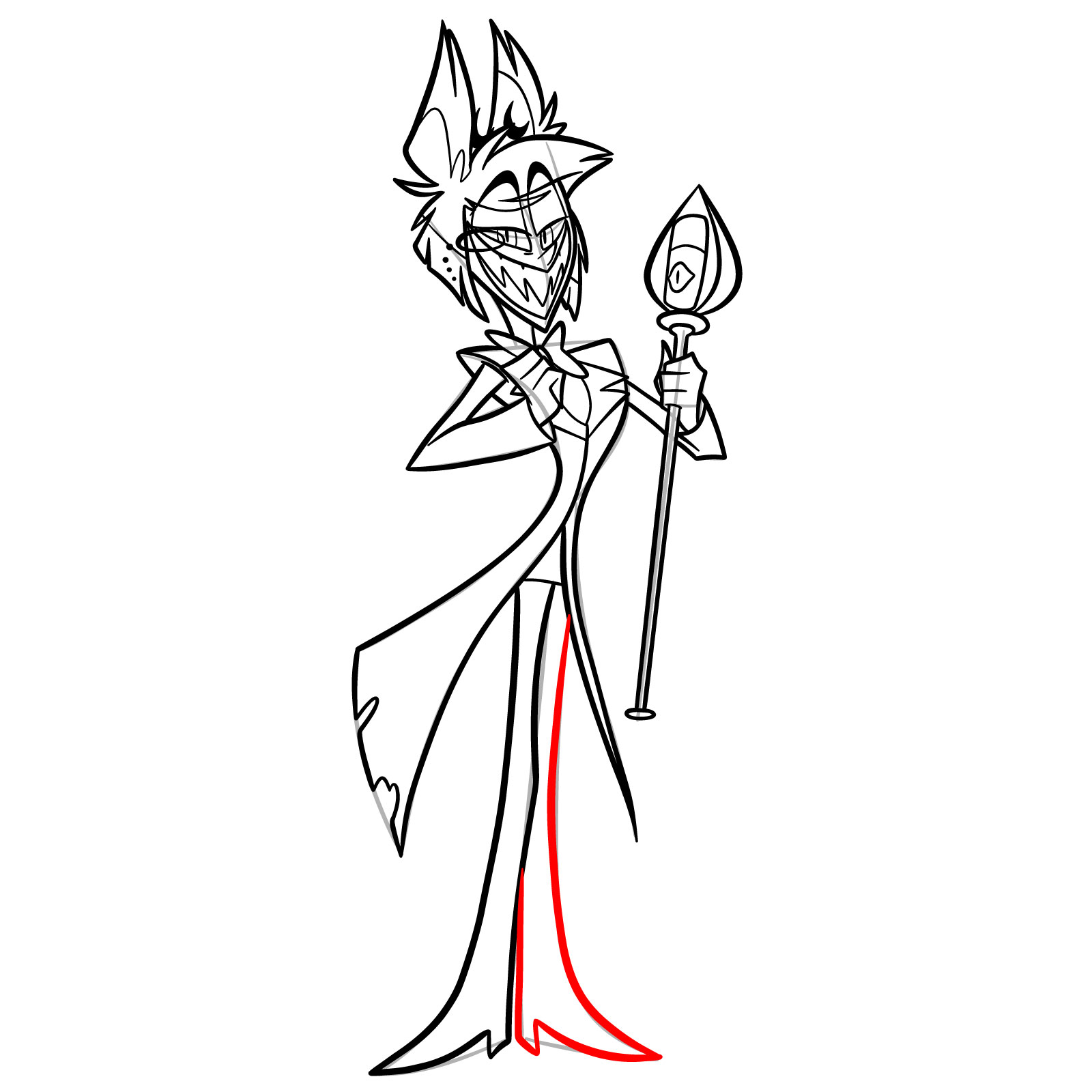 How to Draw Alastor from Hazbin Hotel - step 24